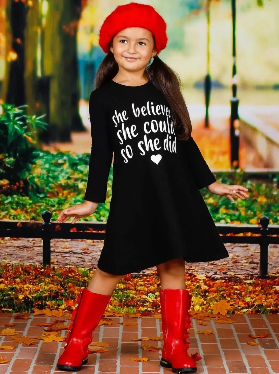 She Believed Long Sleeve A-Line Dress - Image 3