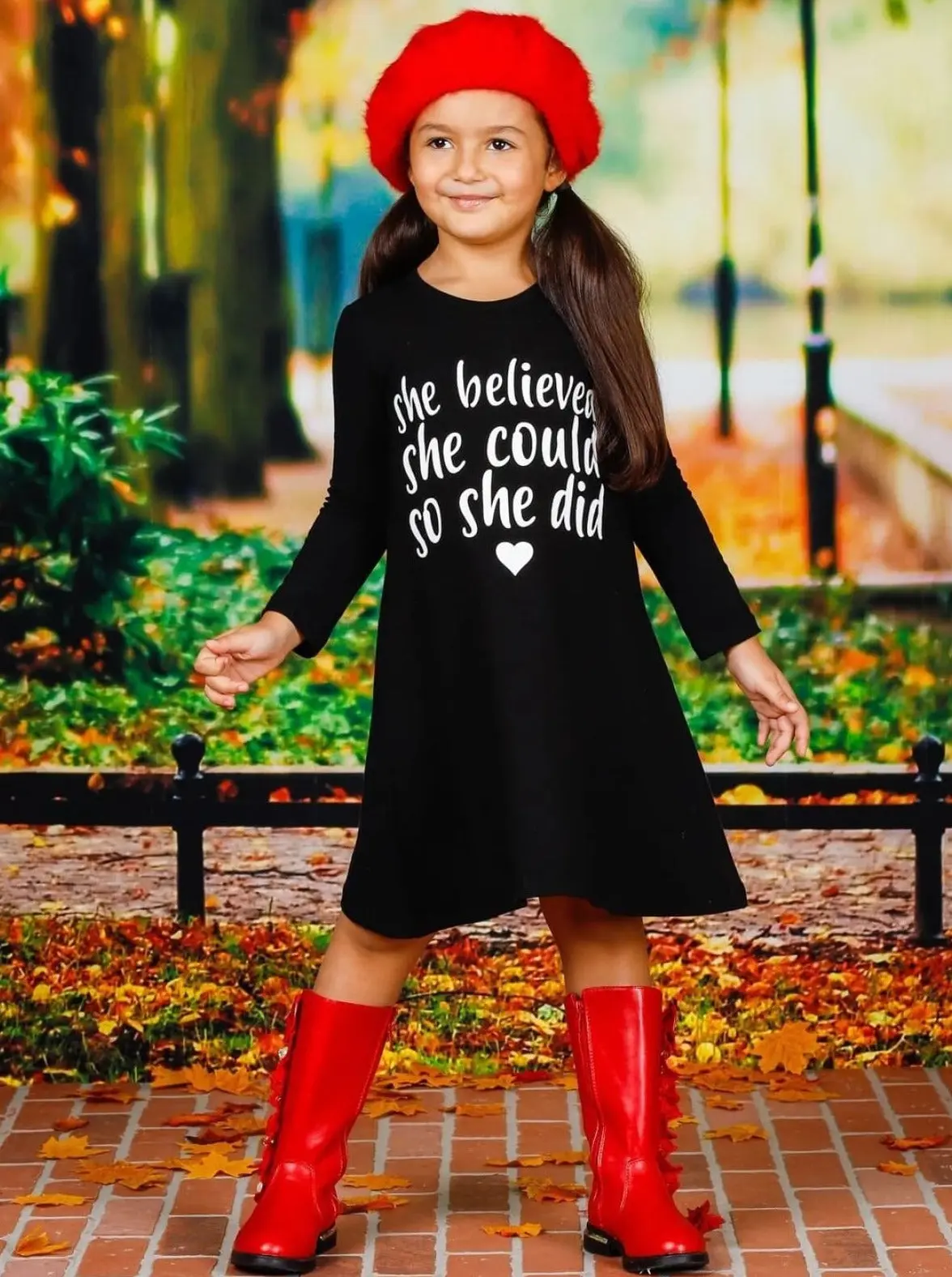 She Believed Long Sleeve A-Line Dress - Image 4