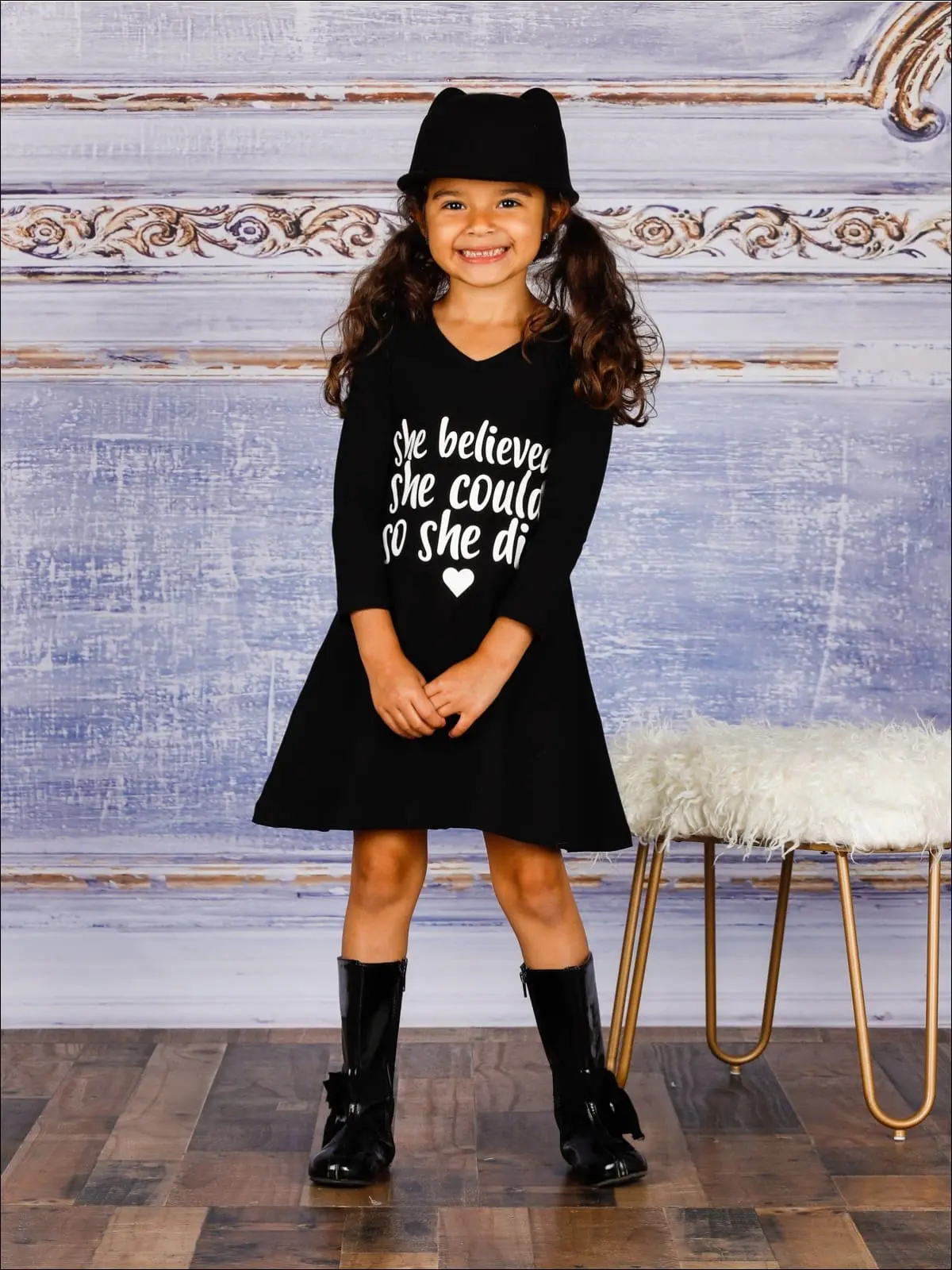 She Believed Long Sleeve A-Line Dress - Image 5