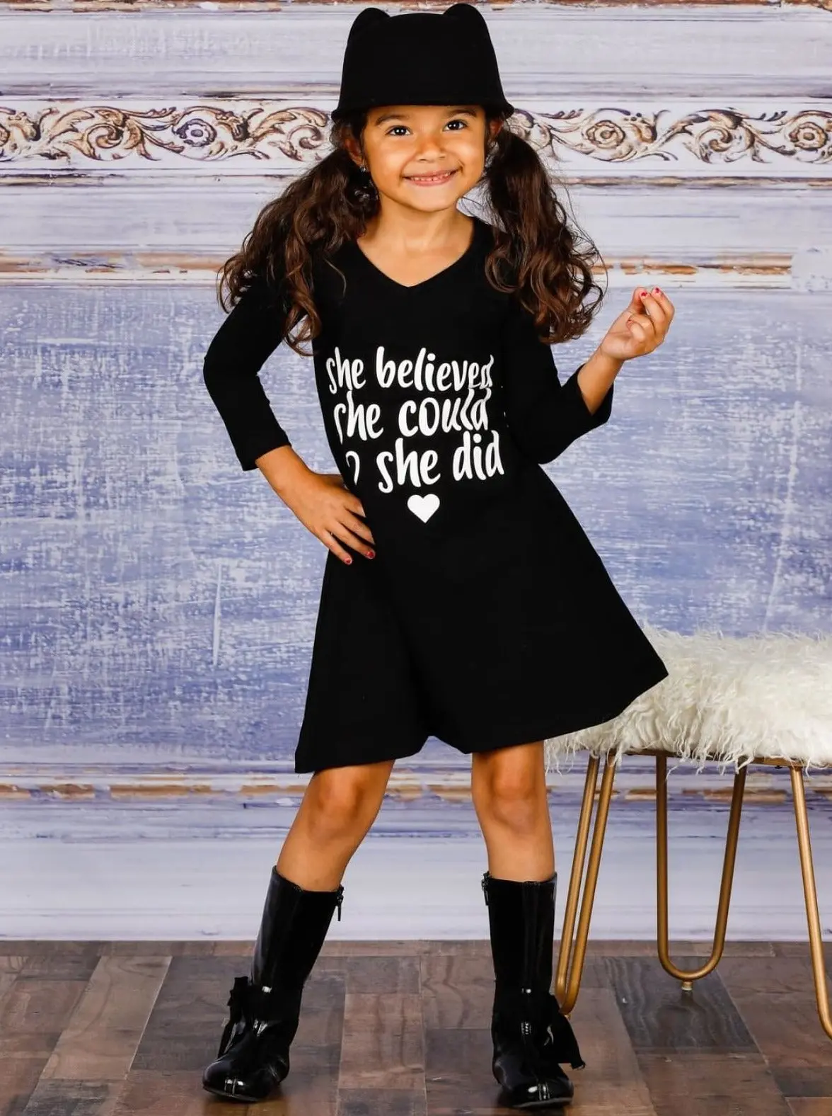She Believed Long Sleeve A-Line Dress - Image 6