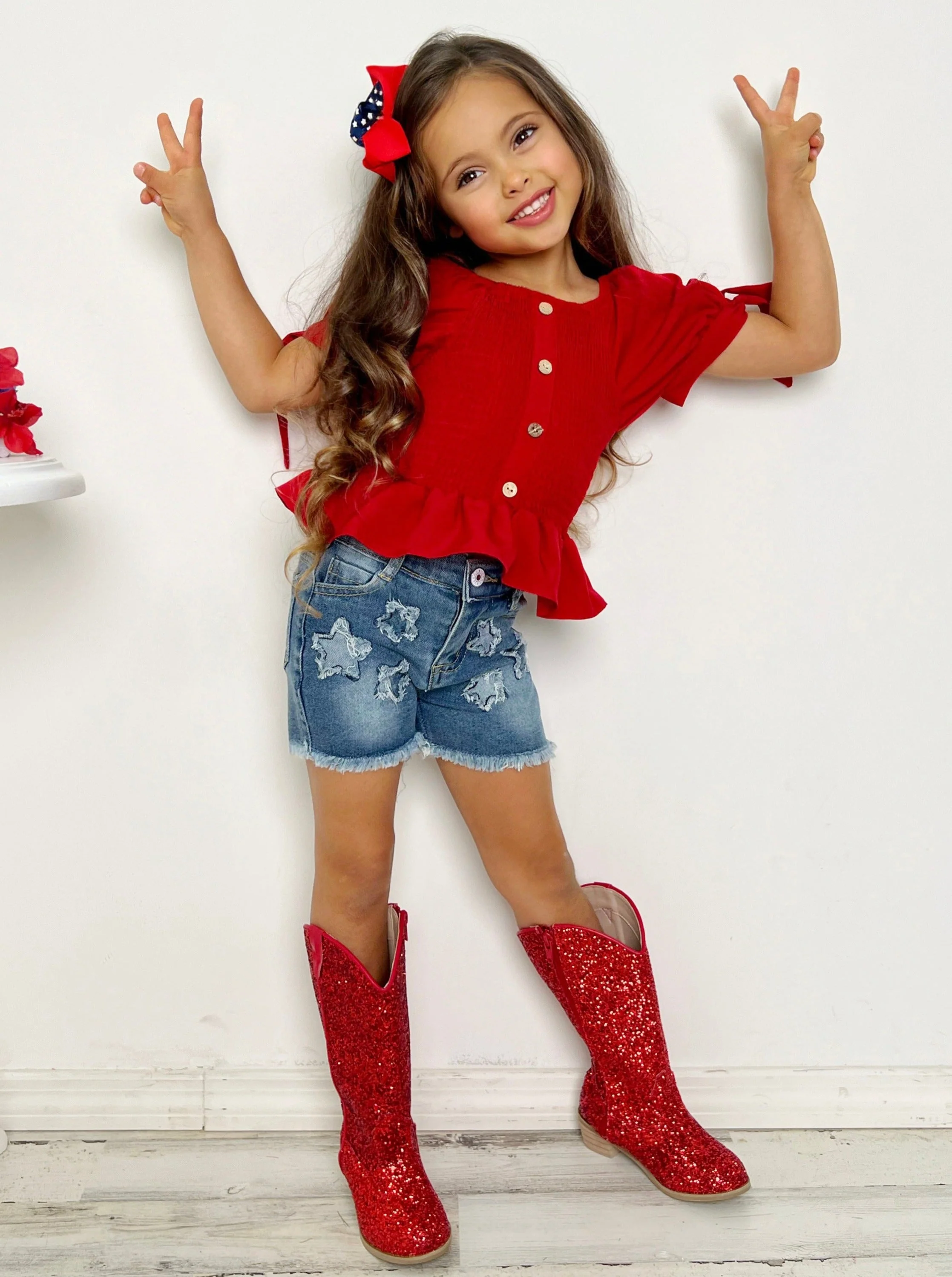She's a Firework Star Patched Shorts Set - Image 2