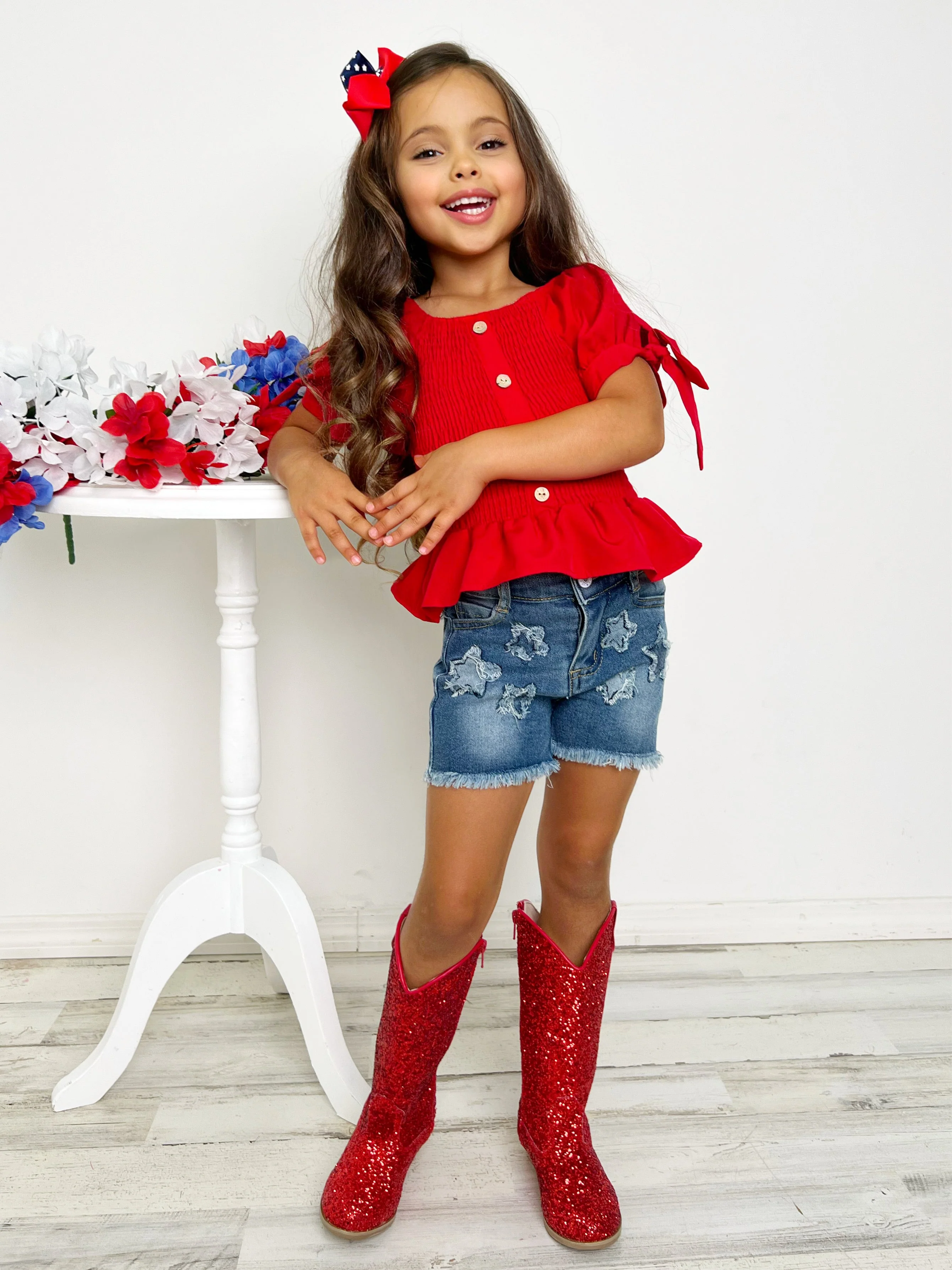 She's a Firework Star Patched Shorts Set - Image 4