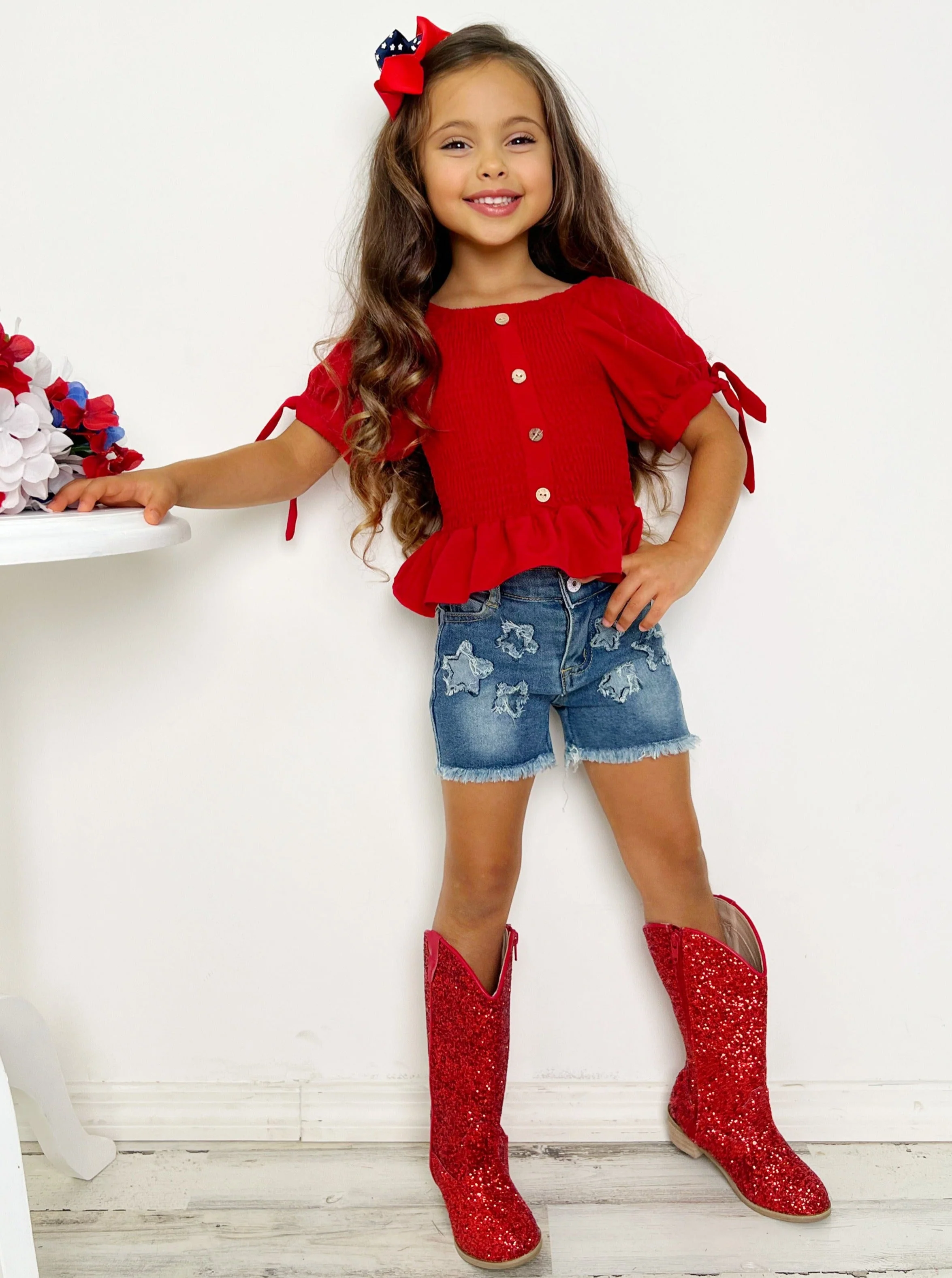 She's a Firework Star Patched Shorts Set - Image 5