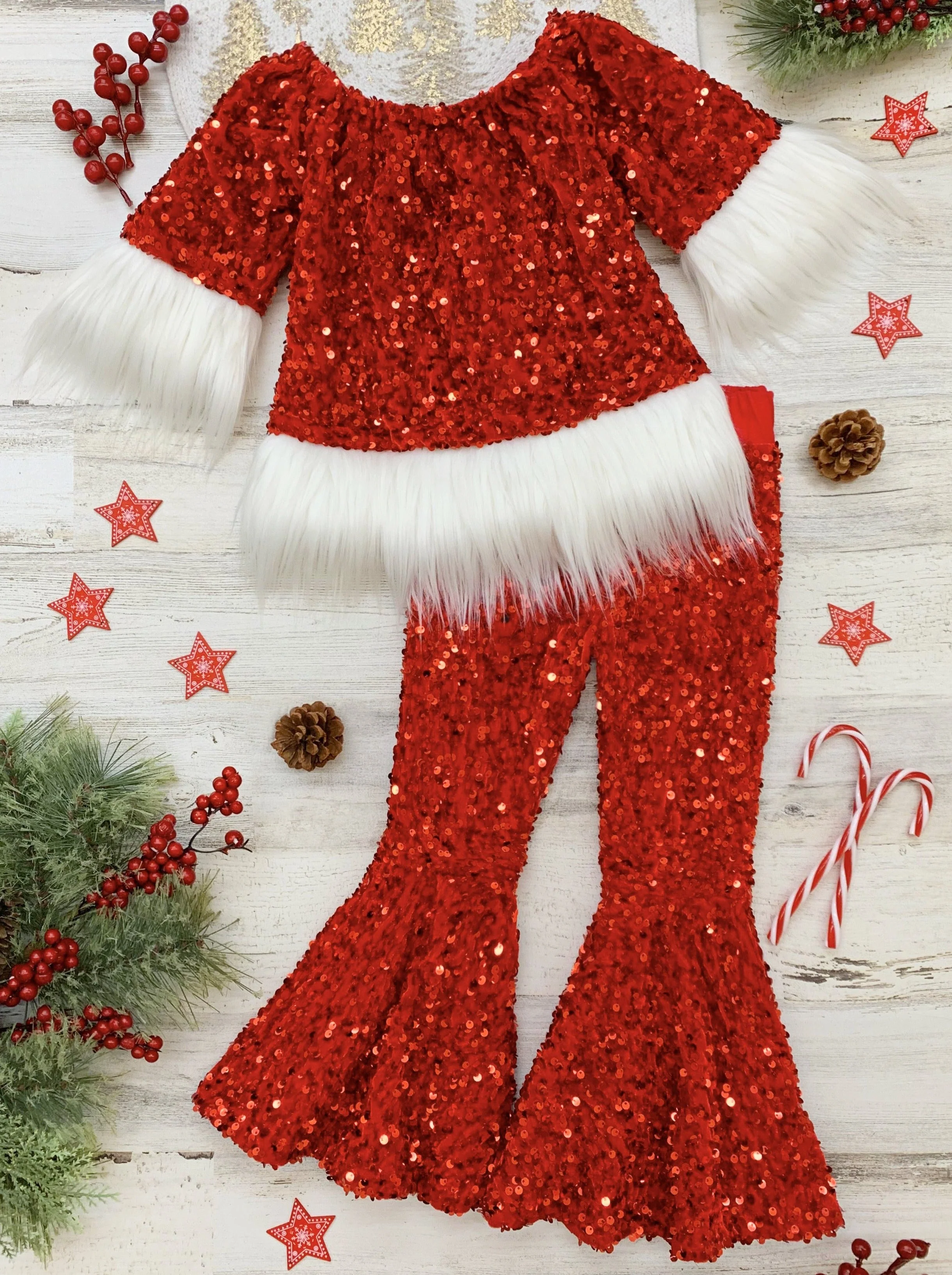 Shimmer Like Tinsel Sequin Bell Bottoms Set - Image 3
