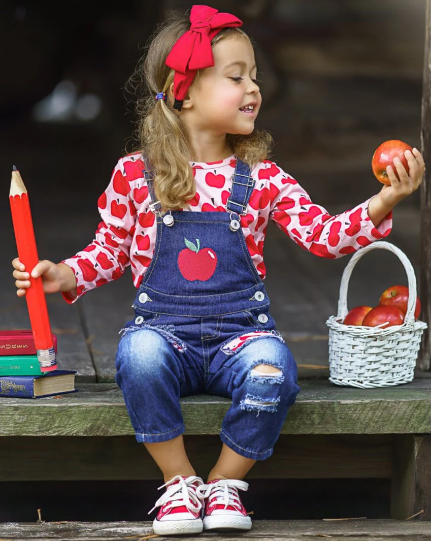Apple Vision Top And Patched Denim Overall Set - Image 2