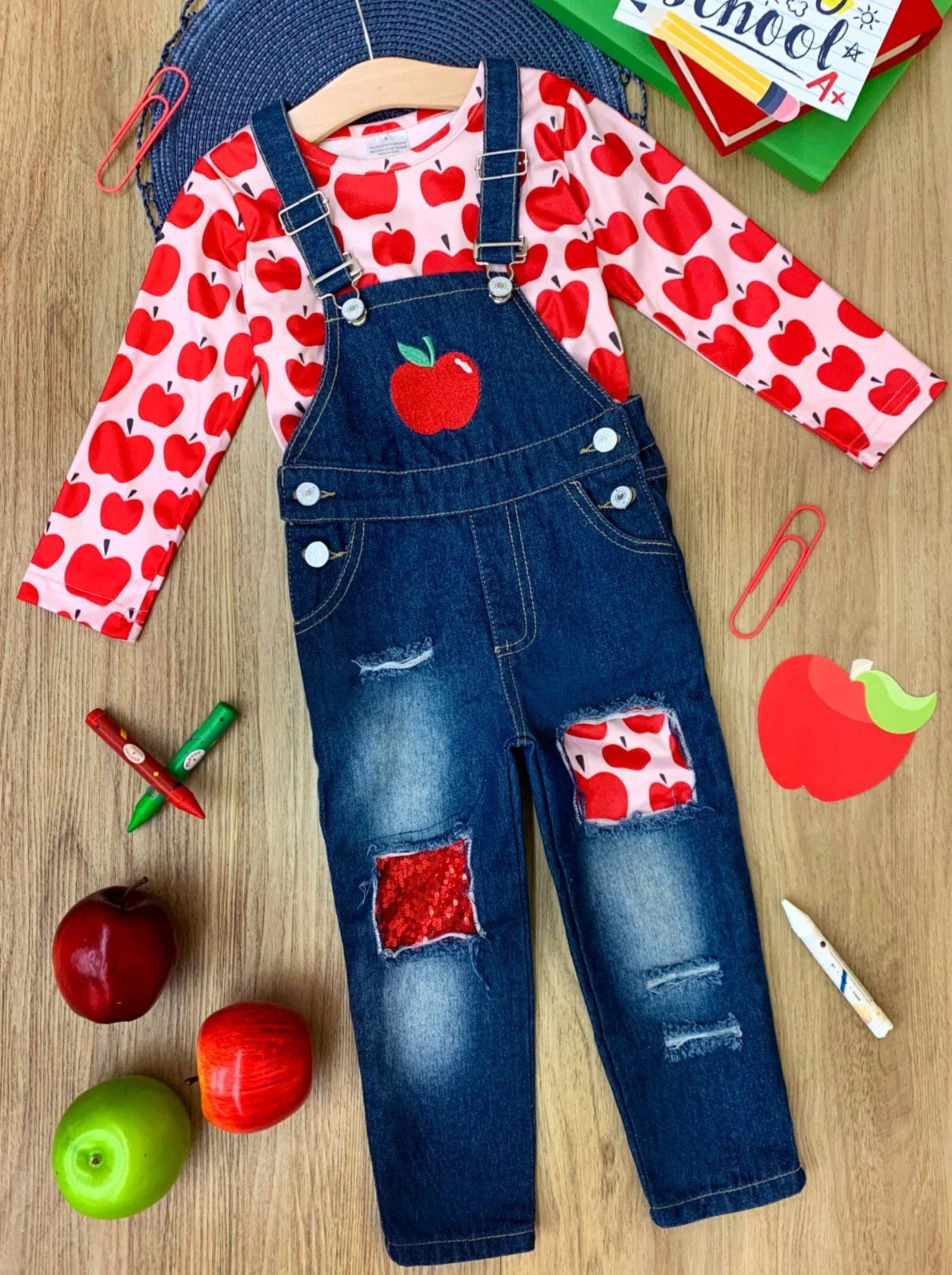 Apple Vision Top And Patched Denim Overall Set - Image 3