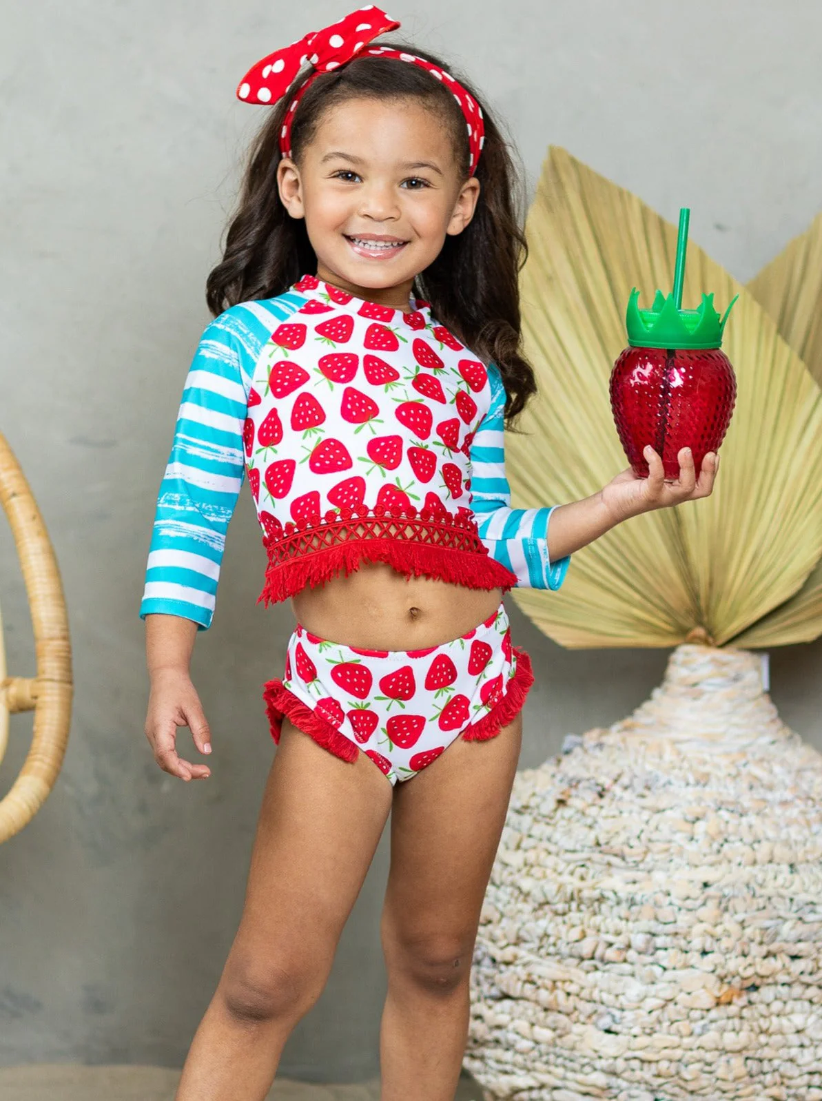 Beach Berry Rash Guard Two Piece Swimsuit - Image 2