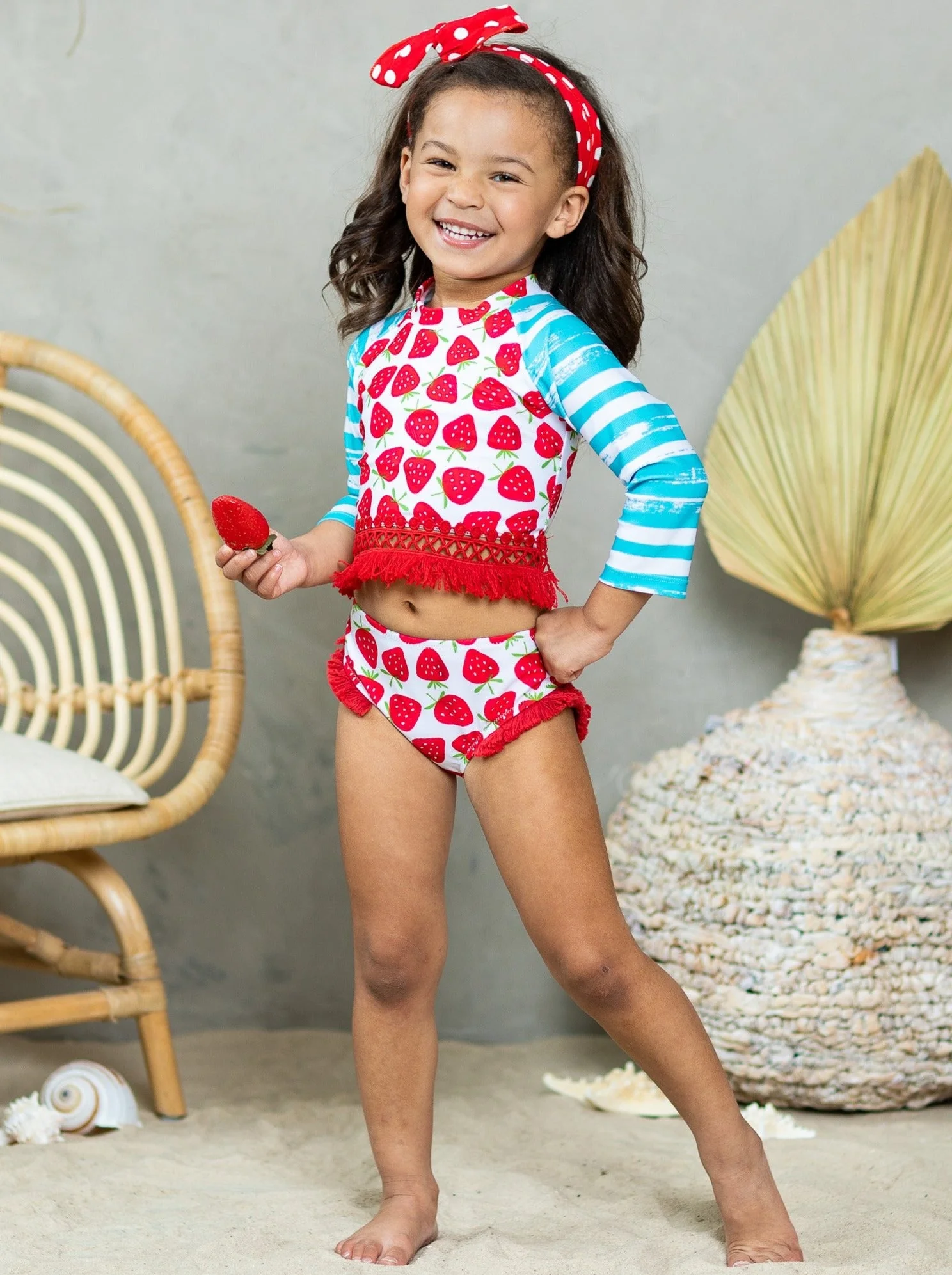 Beach Berry Rash Guard Two Piece Swimsuit - Image 3