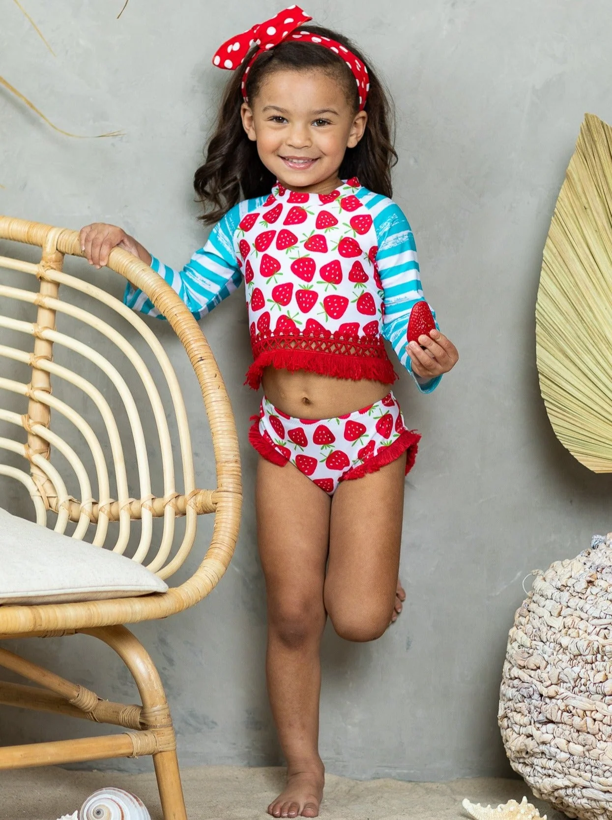 Beach Berry Rash Guard Two Piece Swimsuit - Image 5
