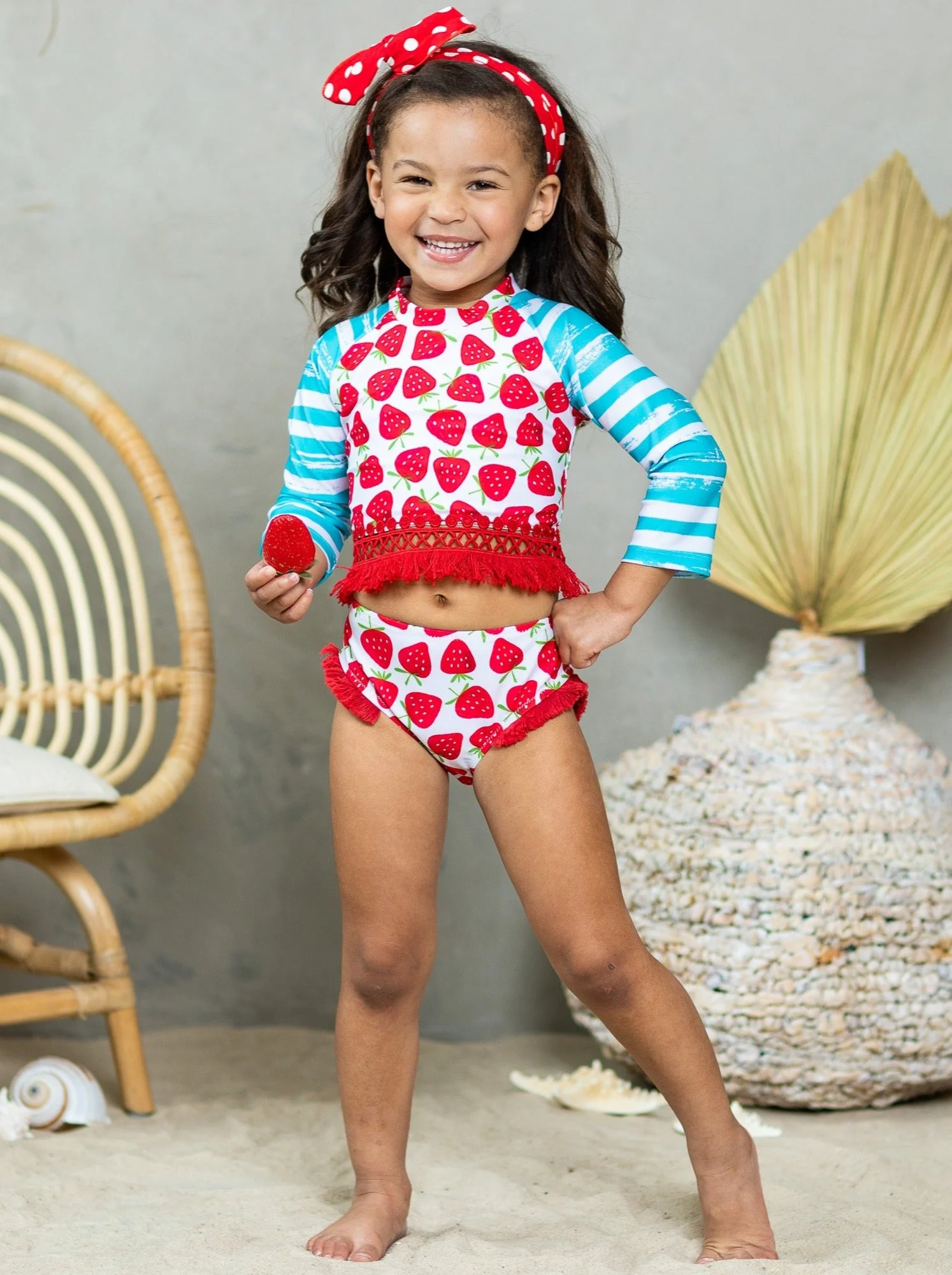 Beach Berry Rash Guard Two Piece Swimsuit - Image 6