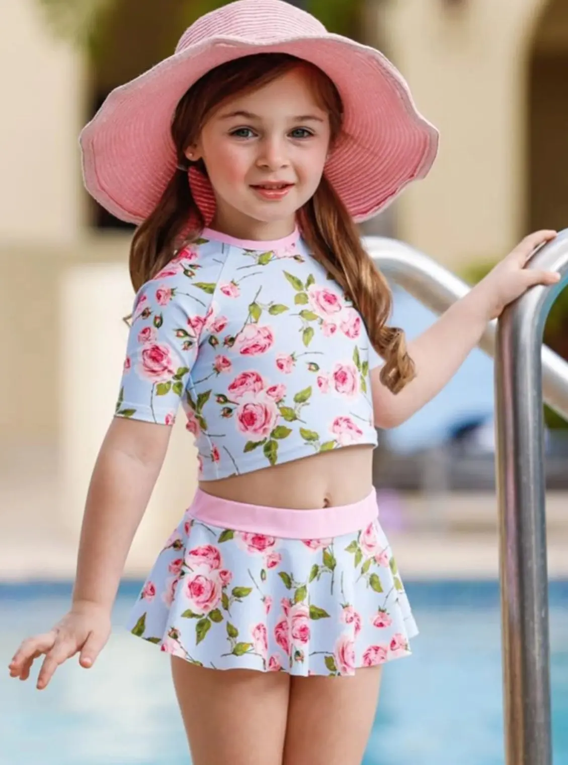 Rose Bud Beauty Rash Guard Two Piece Swimsuit - Image 3