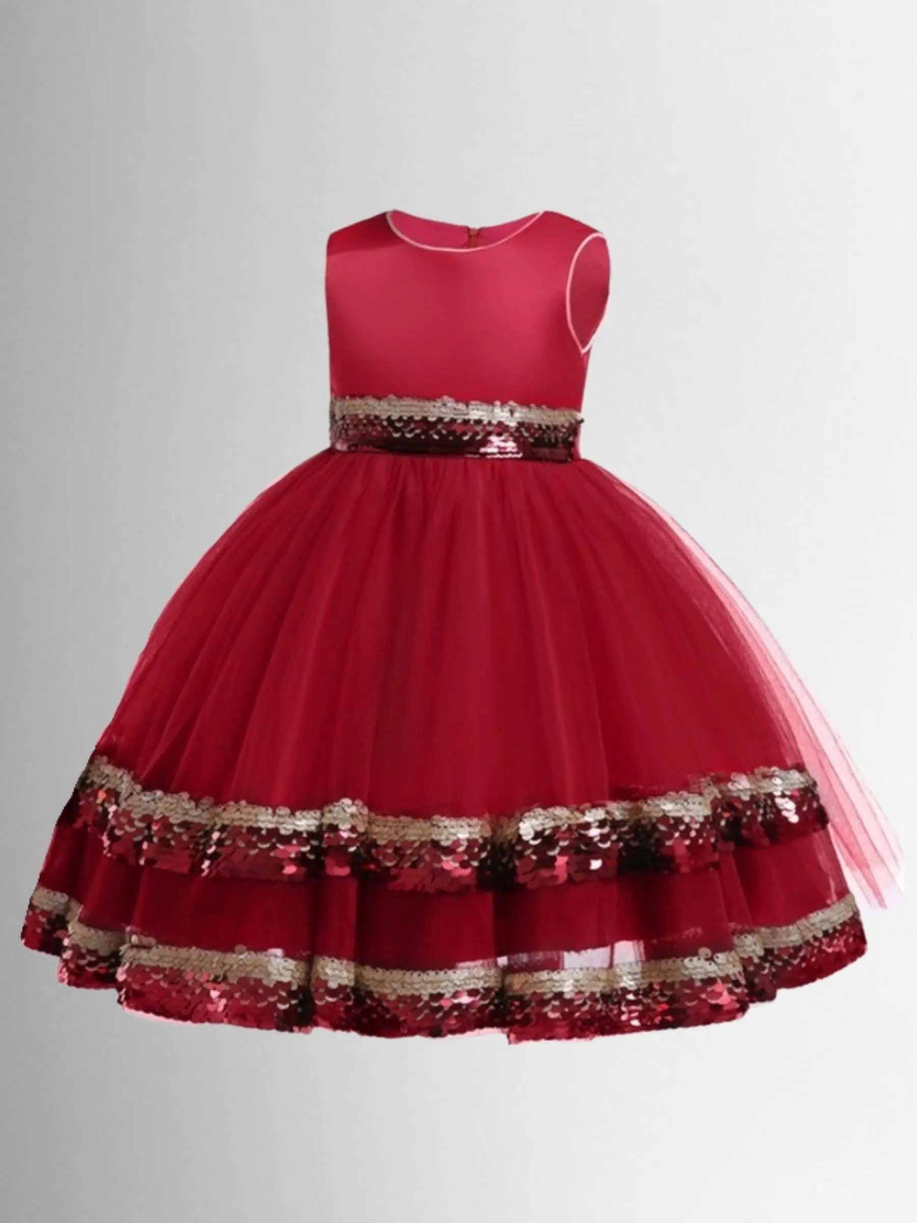 Season of Sparkle Red Tiered Holiday Dress - Image 4