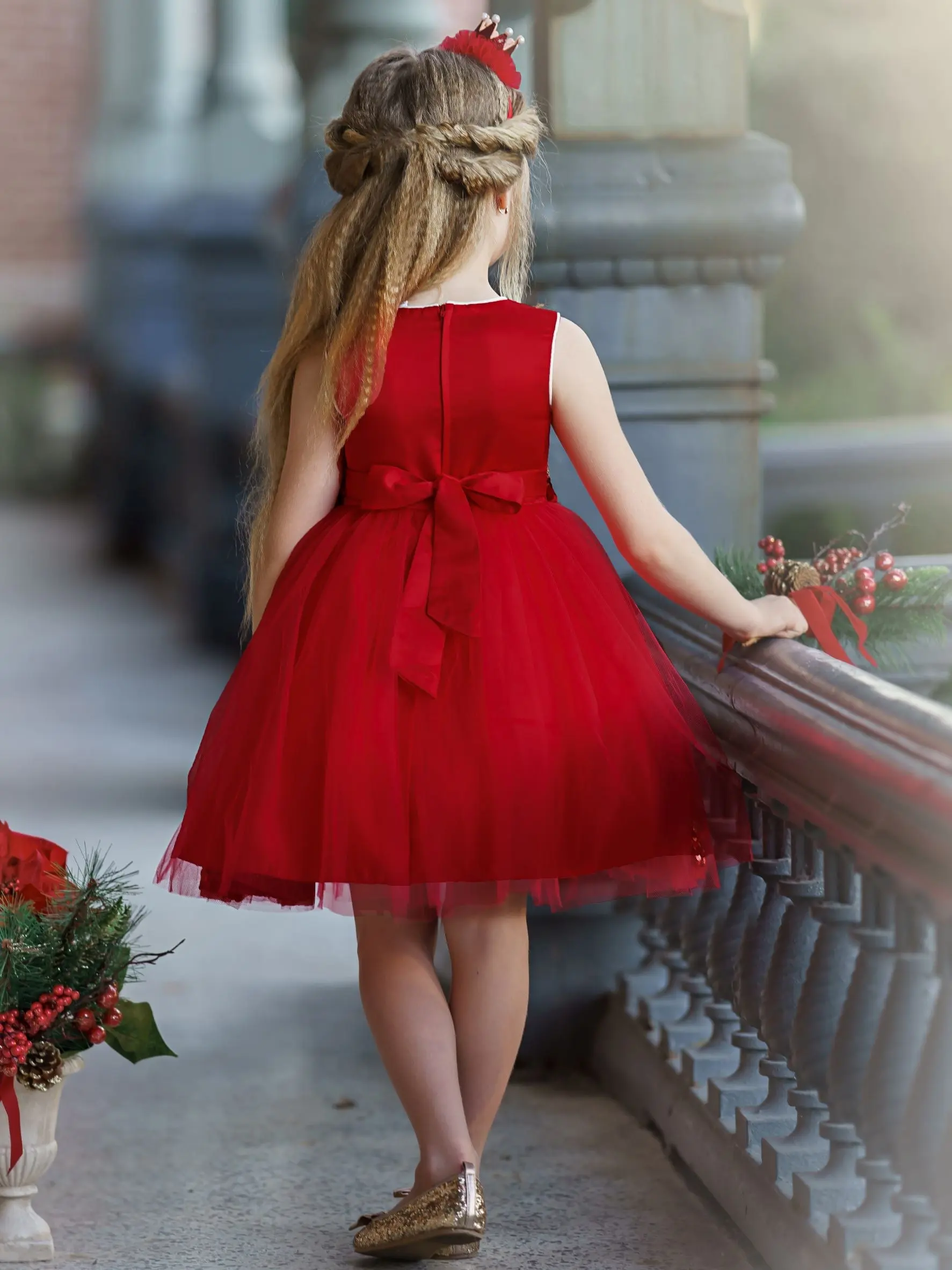 Season of Sparkle Red Tiered Holiday Dress - Image 8