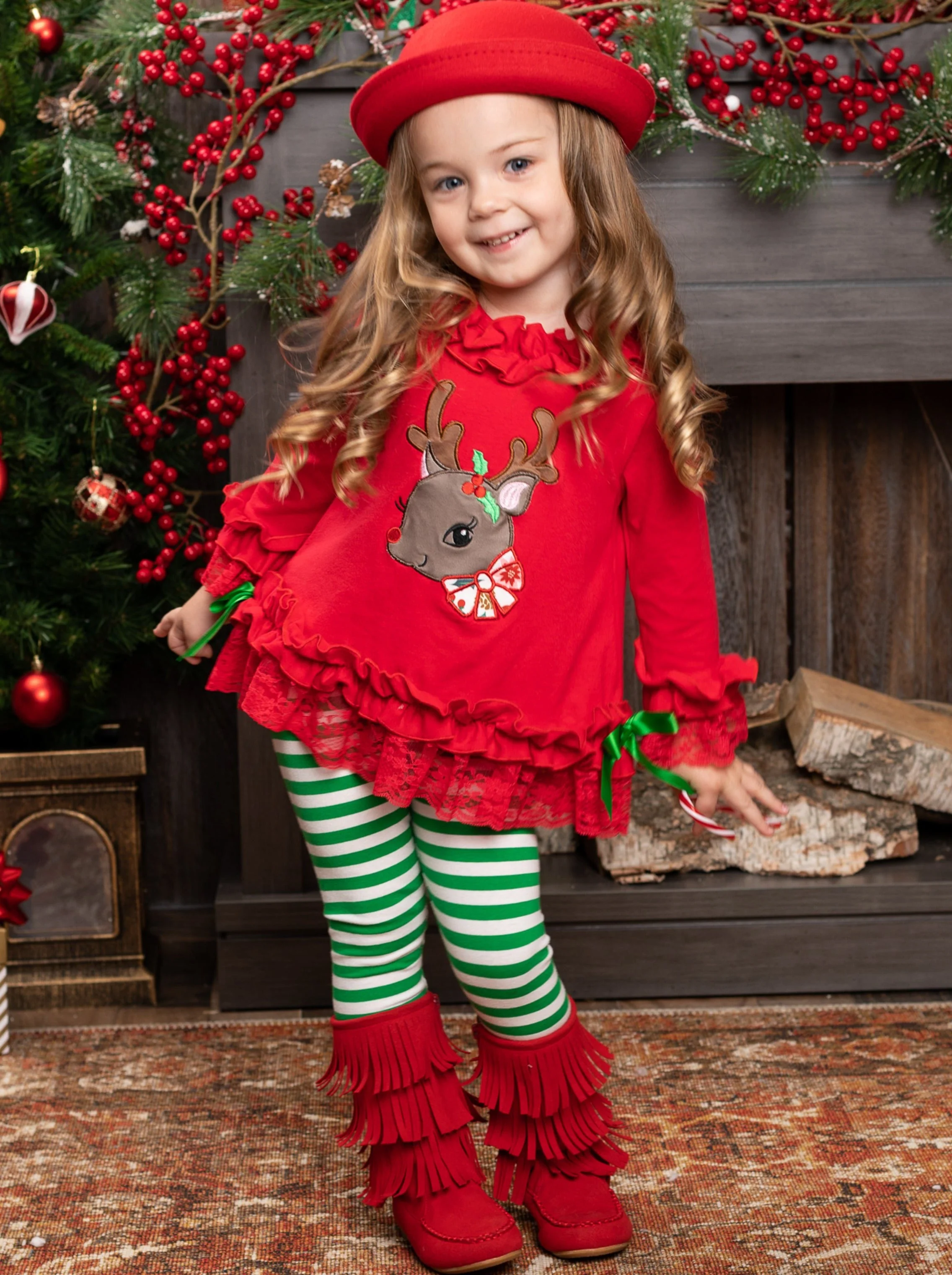 Ruffled Rudolph Striped Legging Set - Image 4