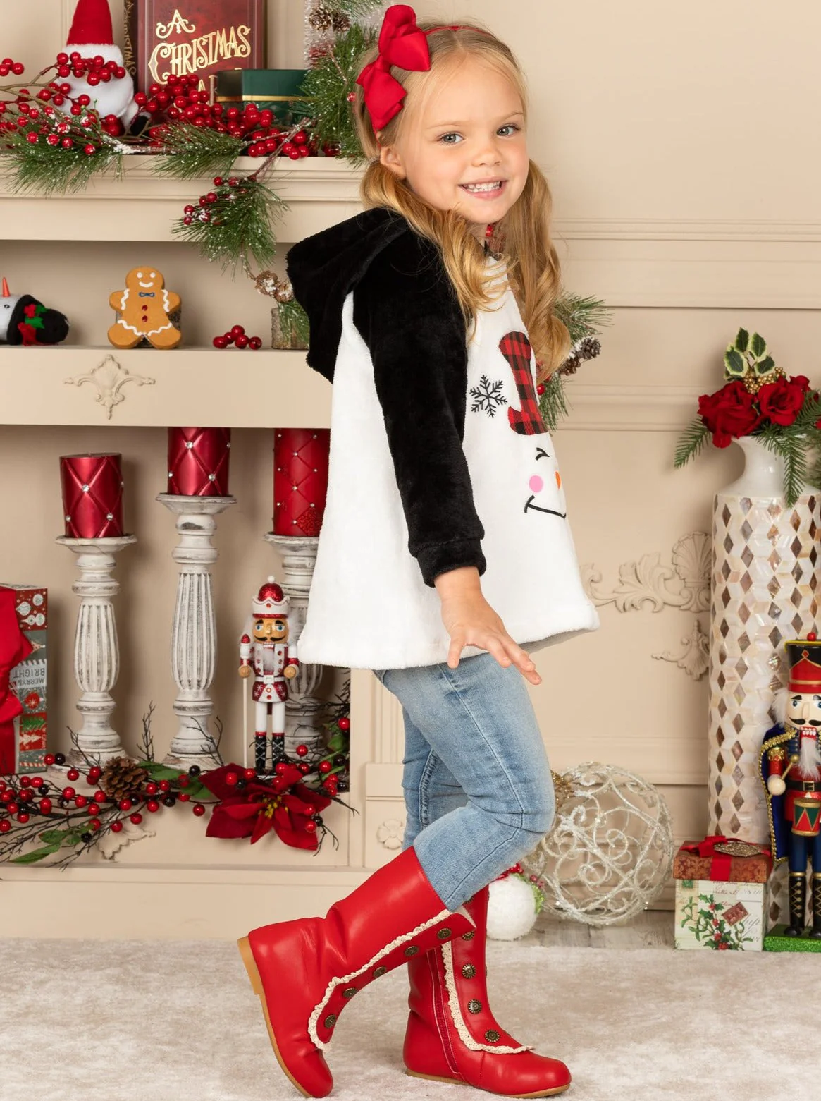 Snowman Plush Fleece Raglan Hoodie - Image 3