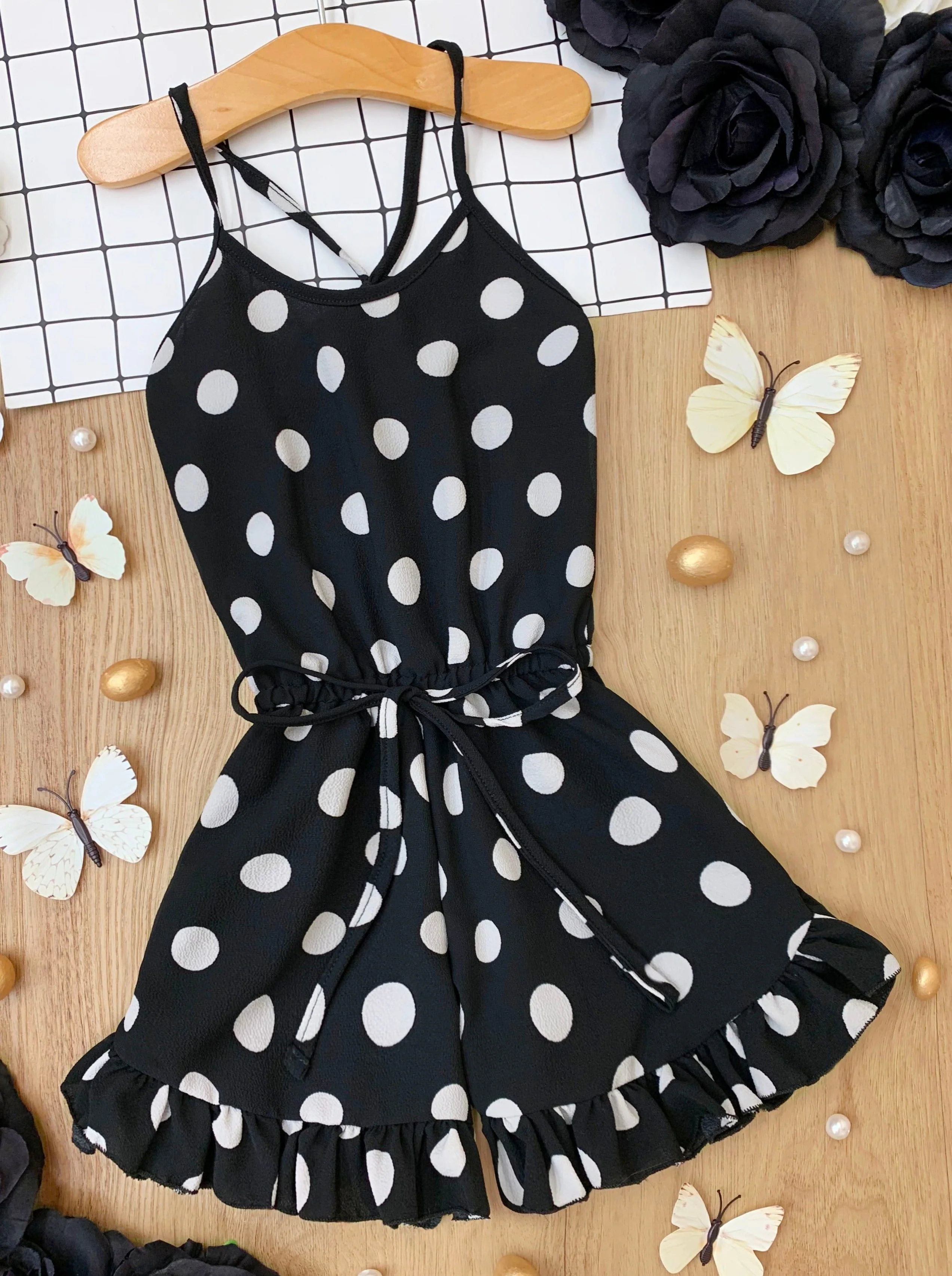 Some Like It Dot Ruffle Hem Romper - Image 3