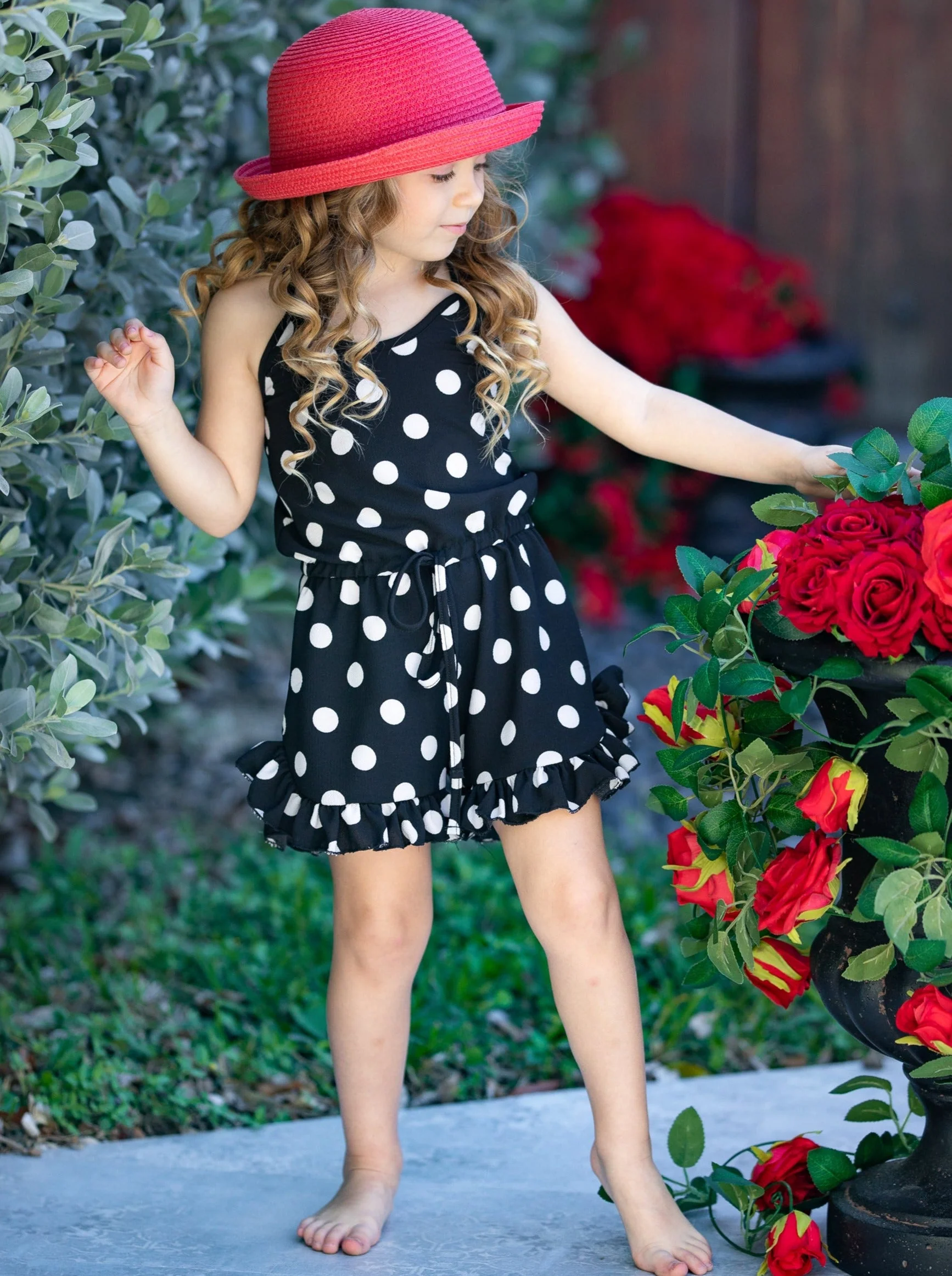 Some Like It Dot Ruffle Hem Romper - Image 5