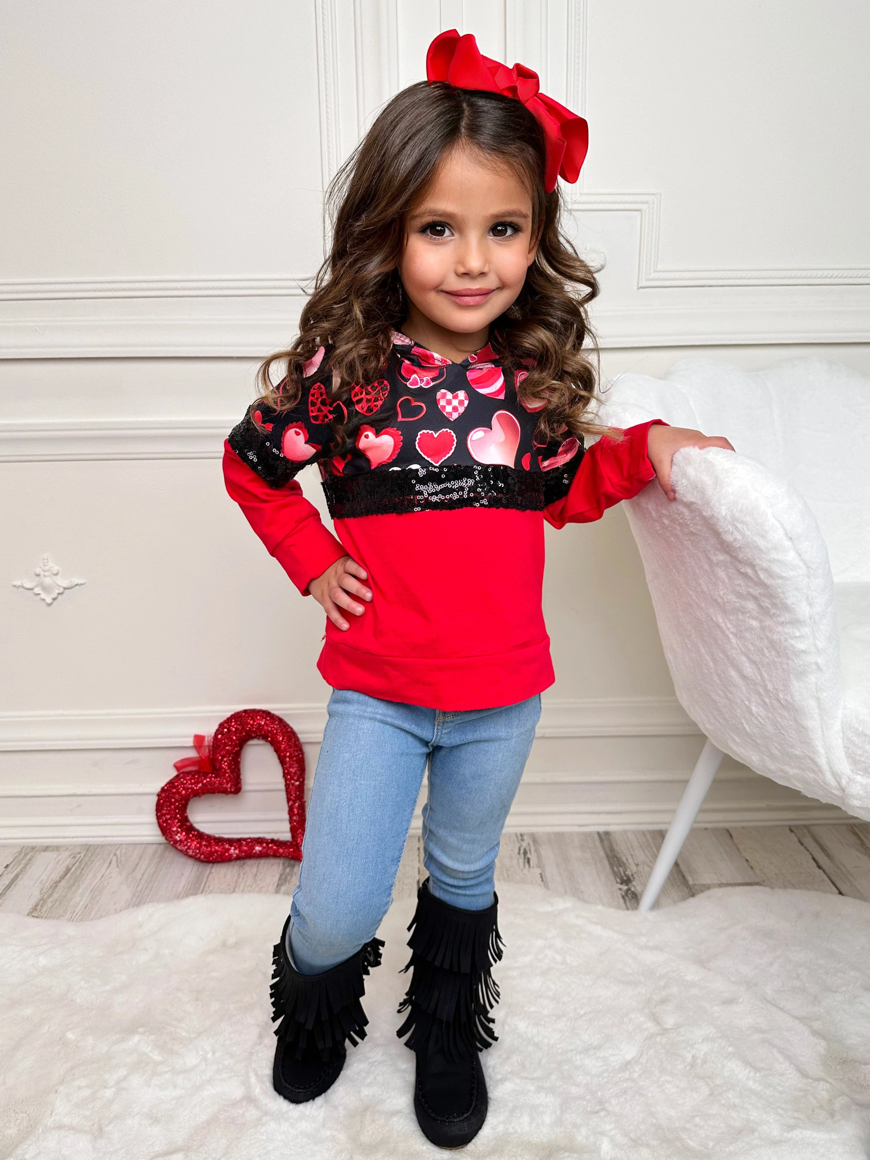 Sparkling Hearts Colorblock Hoodie - Image 5