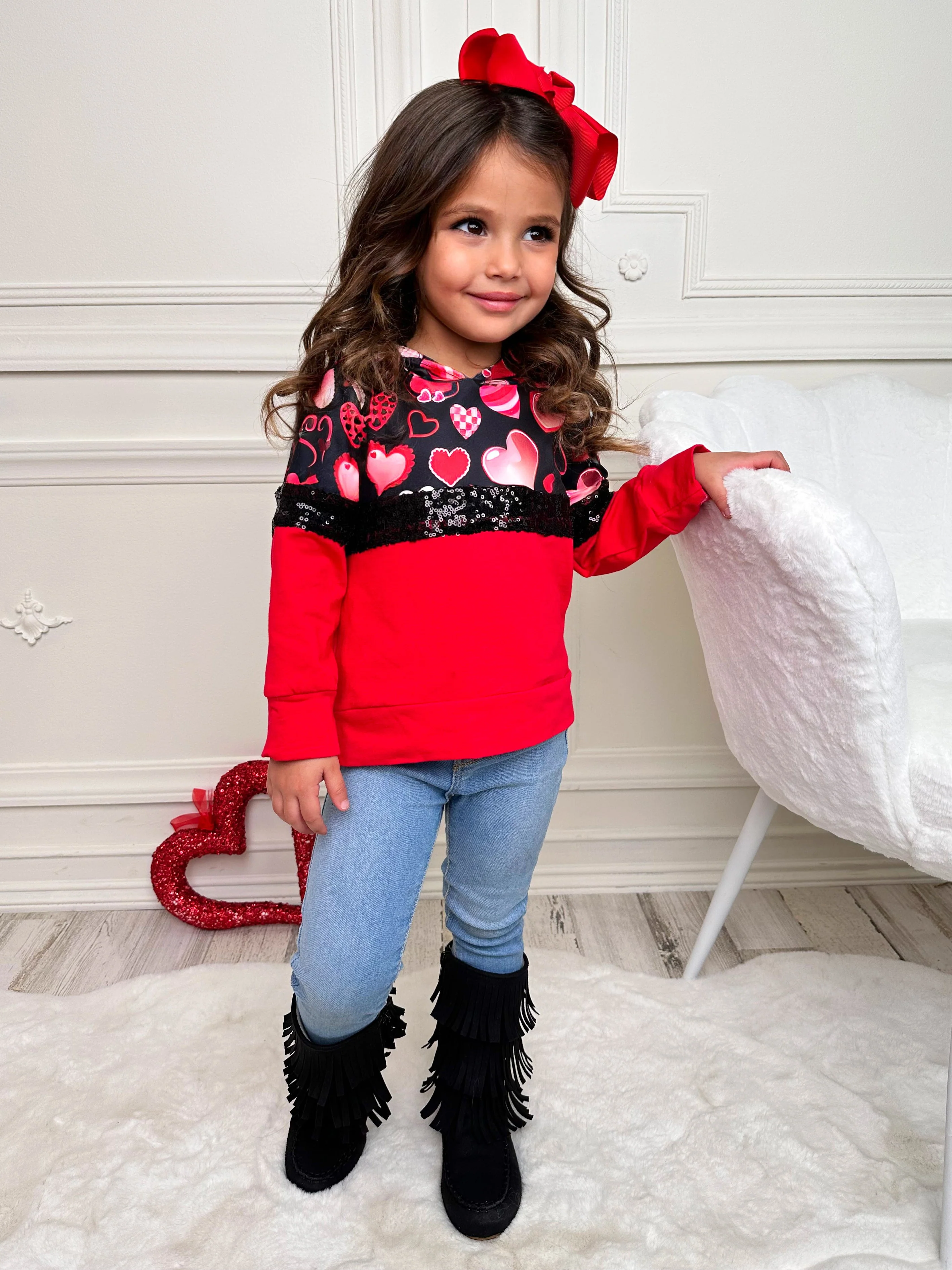 Sparkling Hearts Colorblock Hoodie - Image 6