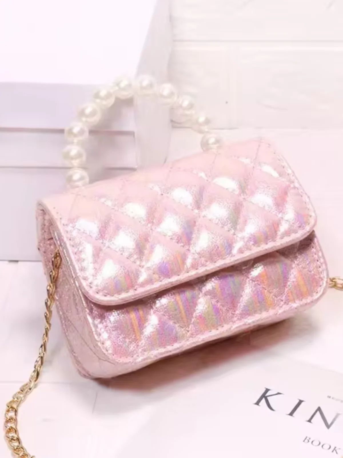 Sparkling Pearl Handle Crossbody Bag by Liv and Mia - Image 3