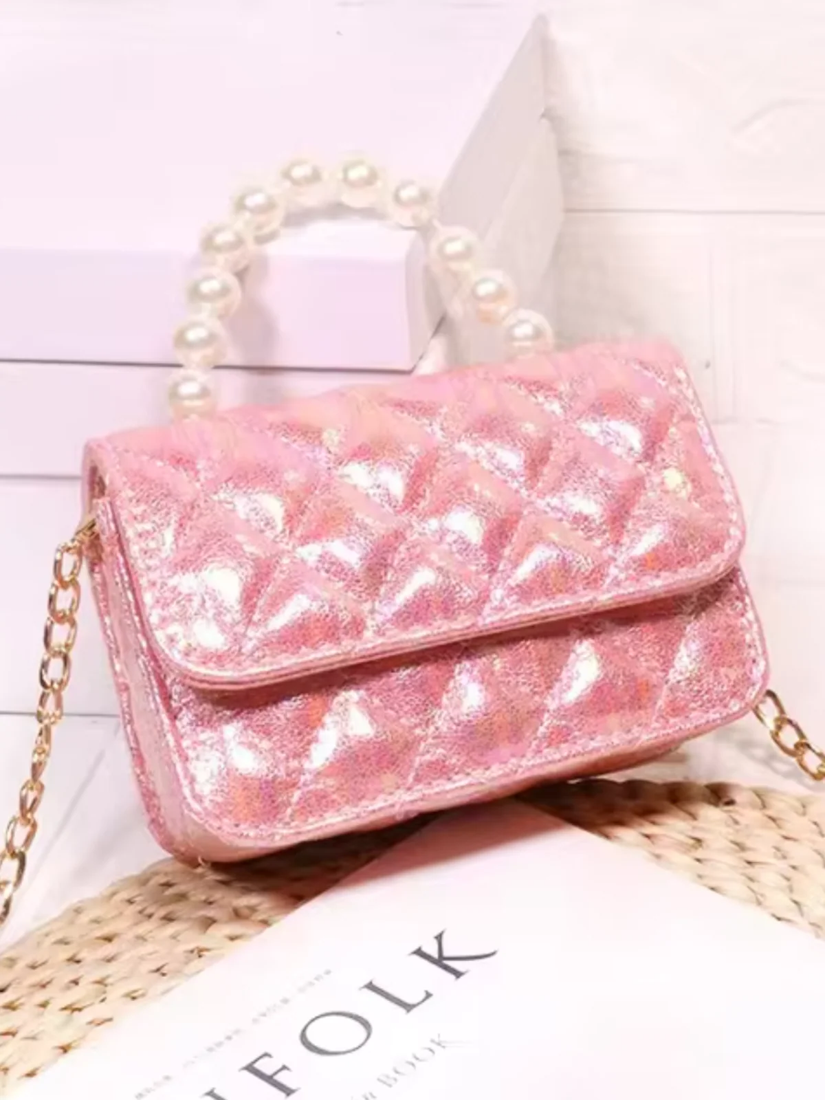 Sparkling Pearl Handle Crossbody Bag by Liv and Mia - Image 4