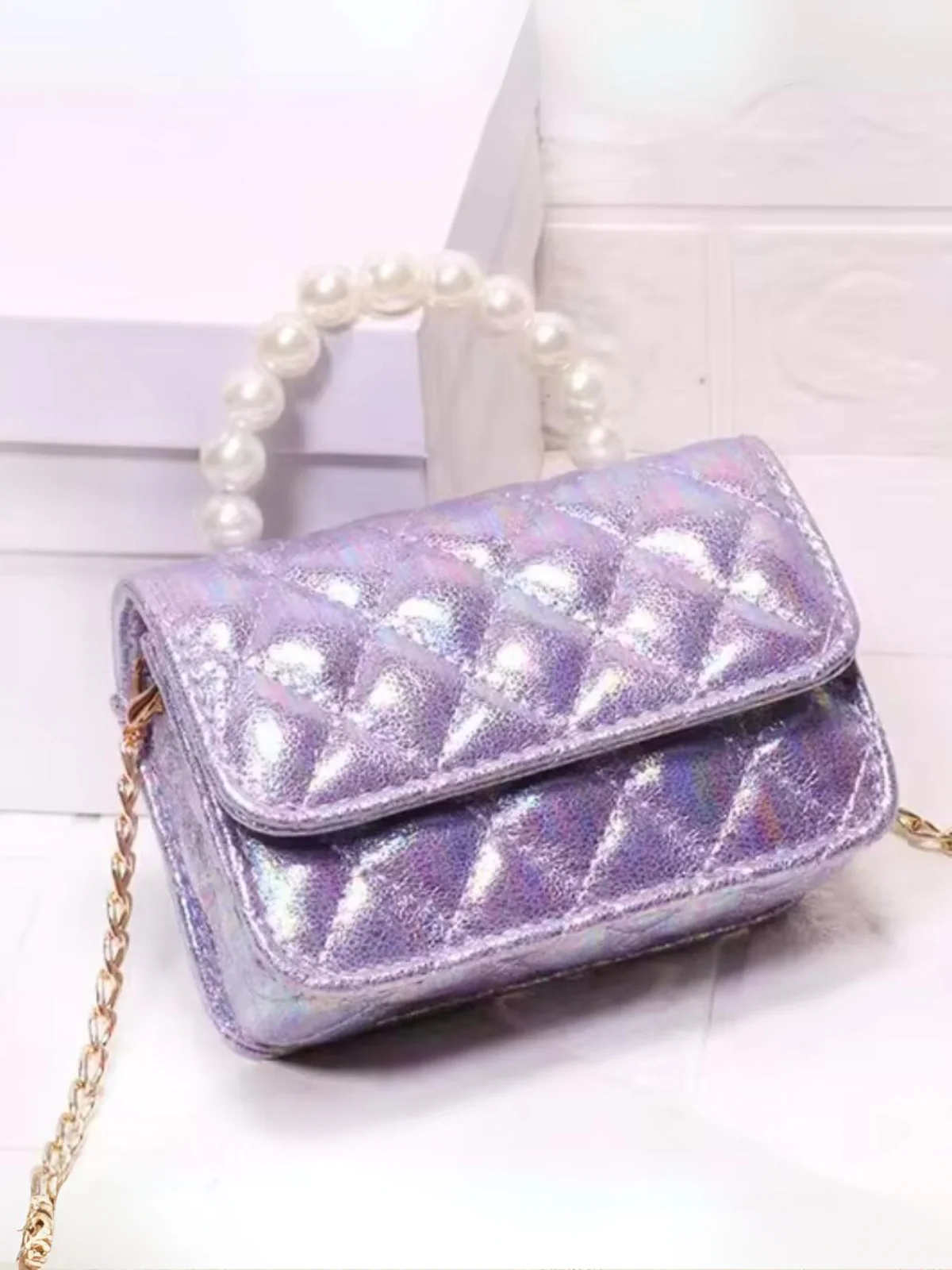 Sparkling Pearl Handle Crossbody Bag by Liv and Mia - Image 5