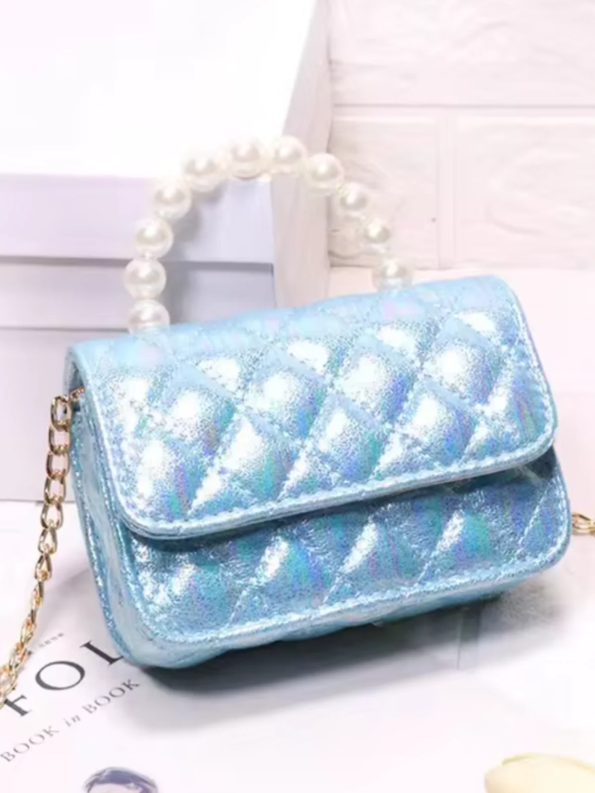 Sparkling Pearl Handle Crossbody Bag by Liv and Mia - Image 7