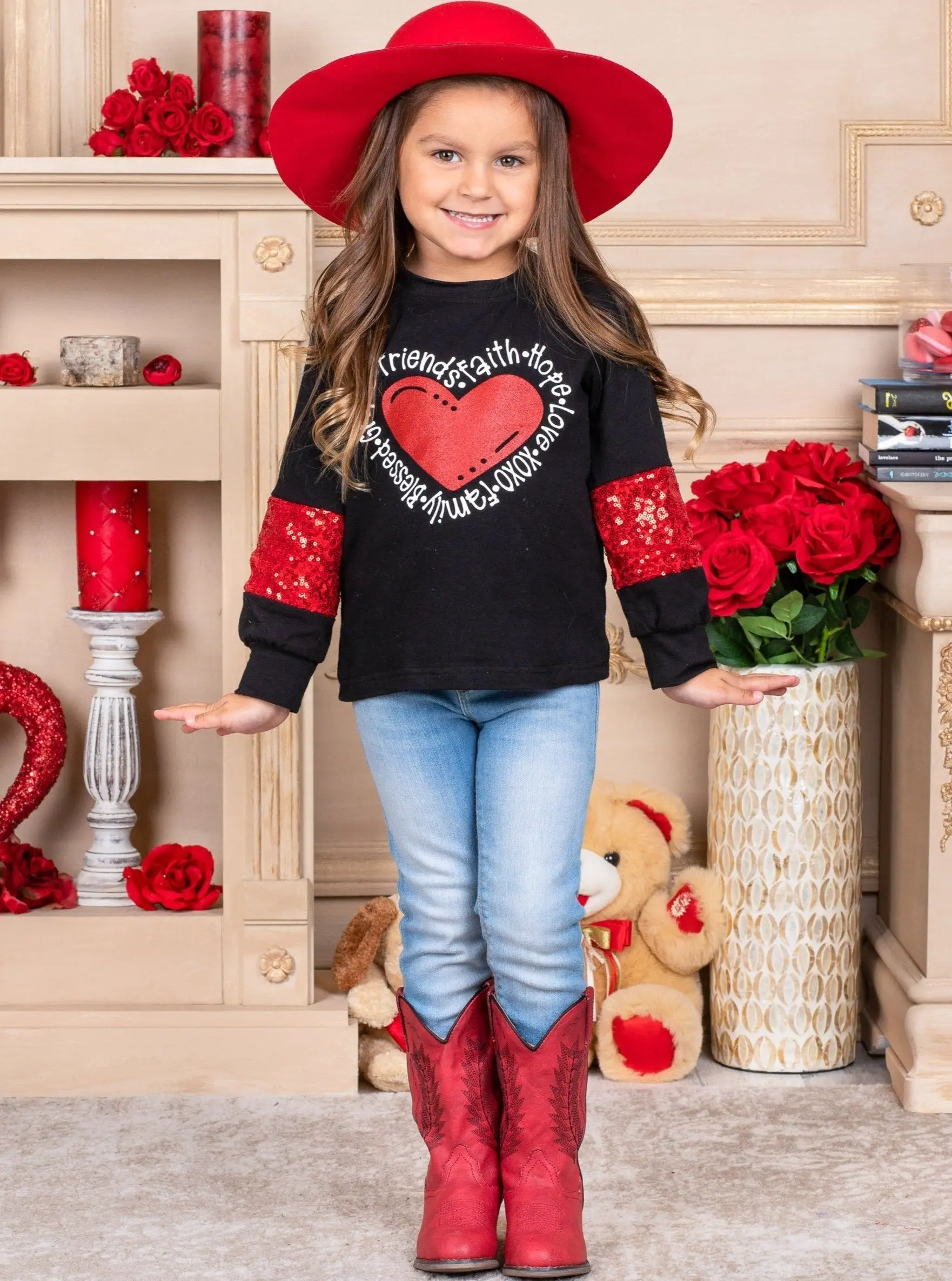 My Heart Sparkles Sequin Elbow Top - Image 2
