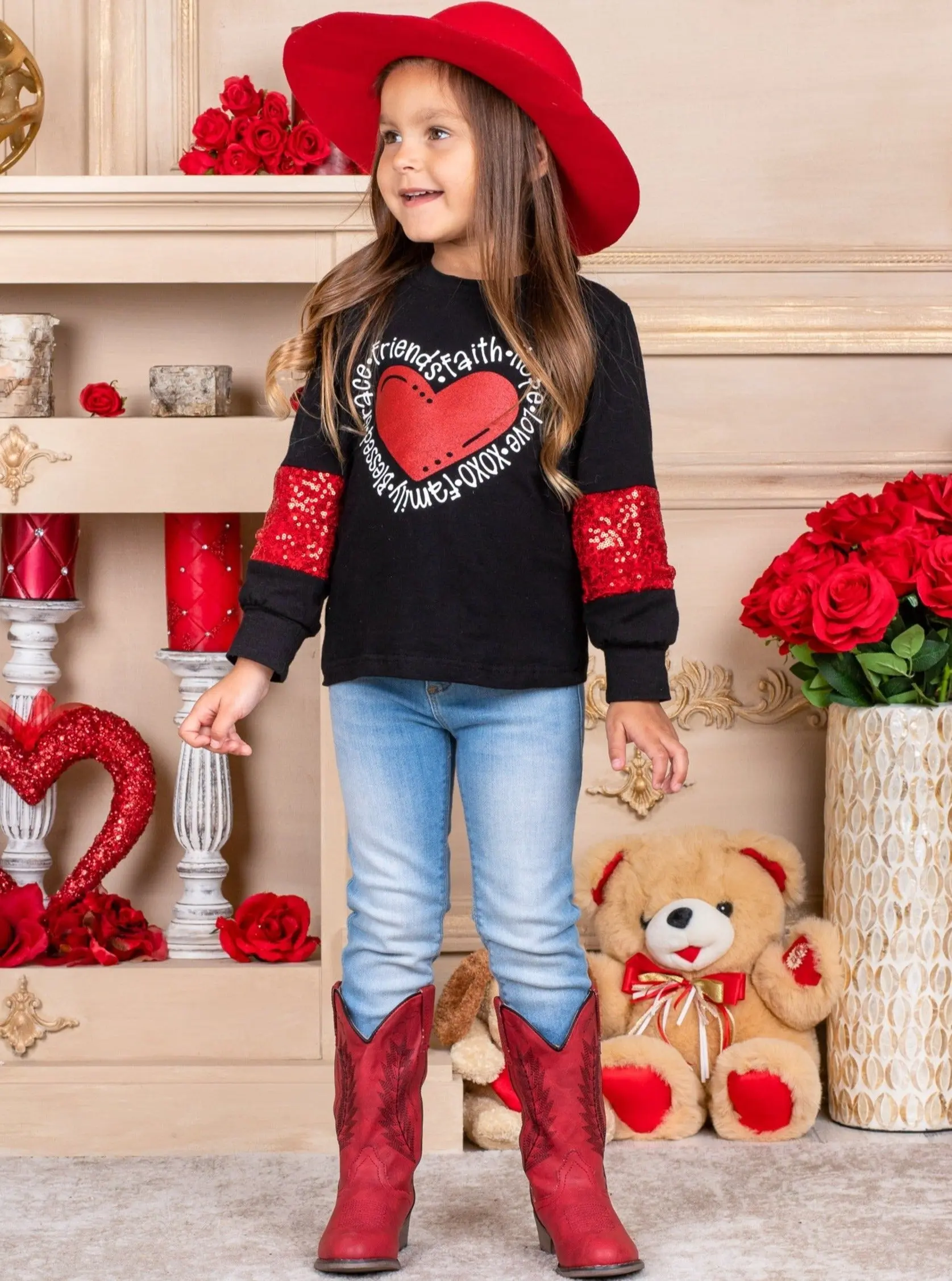 My Heart Sparkles Sequin Elbow Top - Image 4