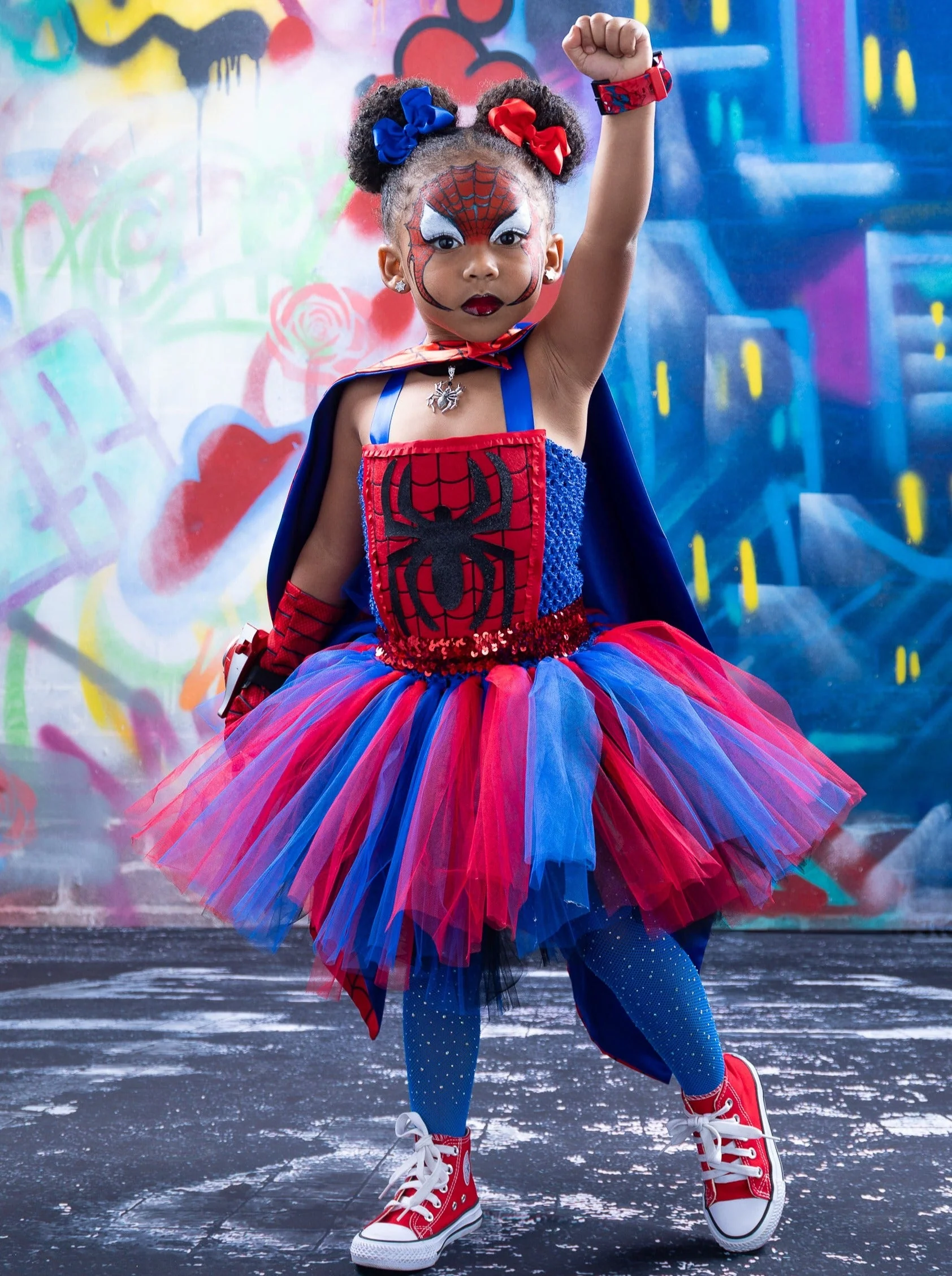Girls Spider-Girl Tutu Costume Dress with Mask - Image 3