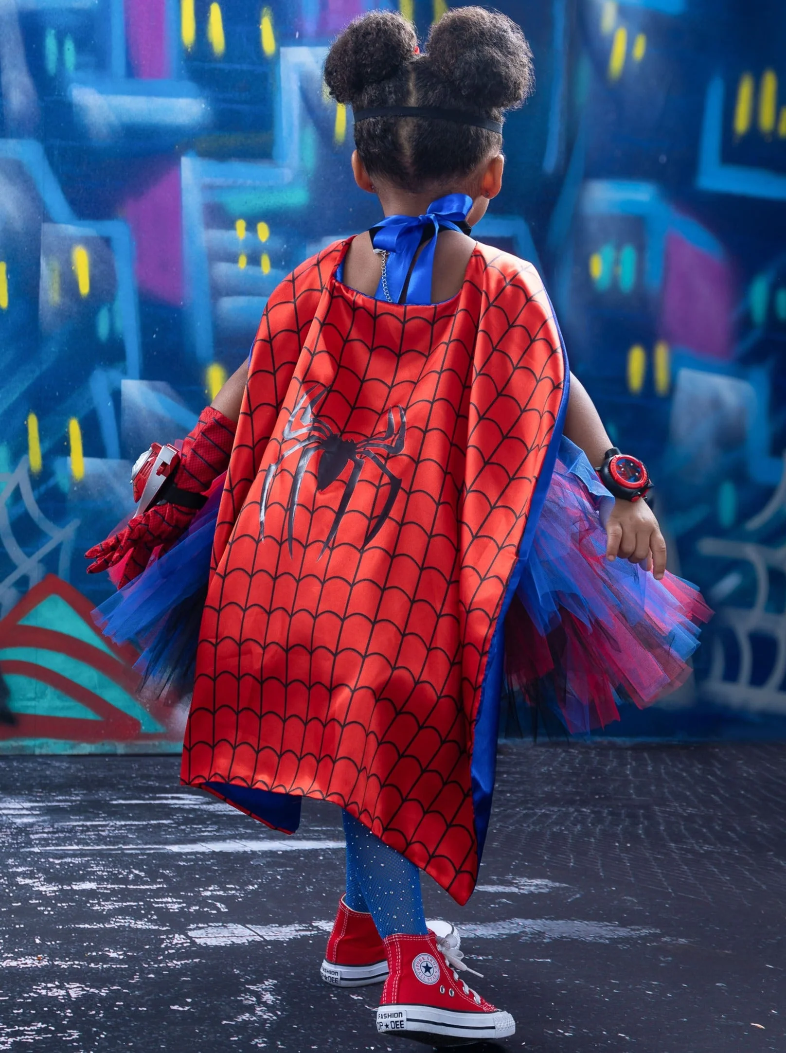Girls Spider-Girl Tutu Costume Dress with Mask - Image 4