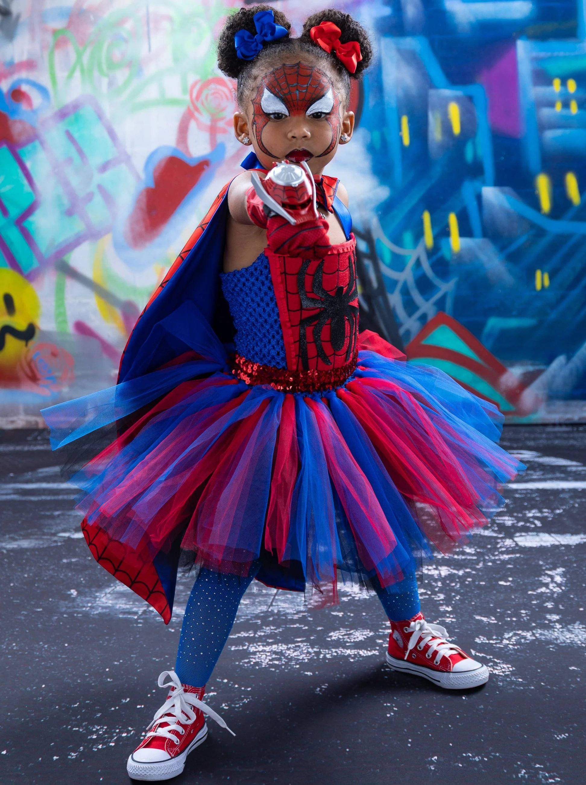 Girls Spider-Girl Tutu Costume Dress with Mask - Image 5