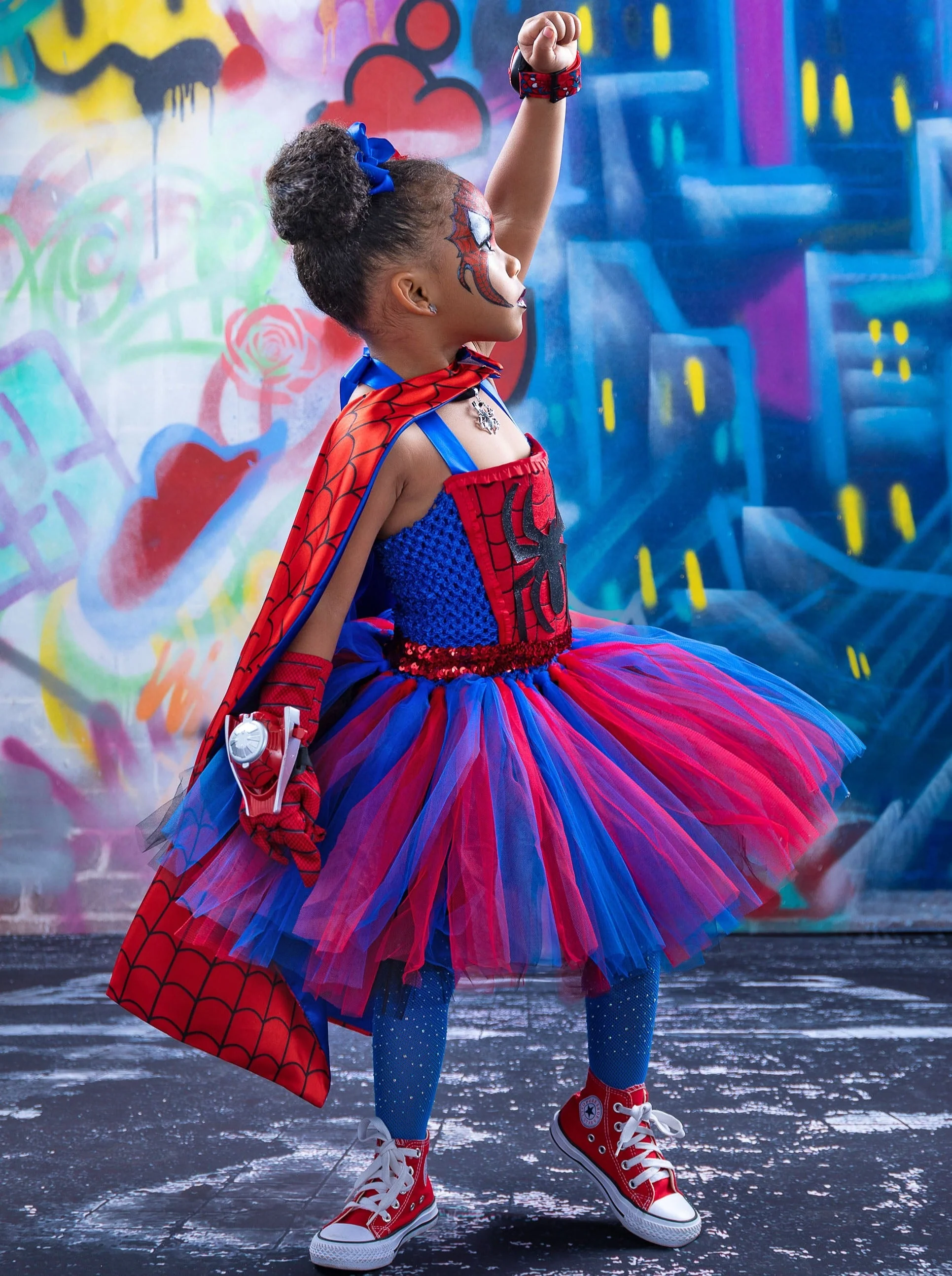 Girls Spider-Girl Tutu Costume Dress with Mask - Image 6