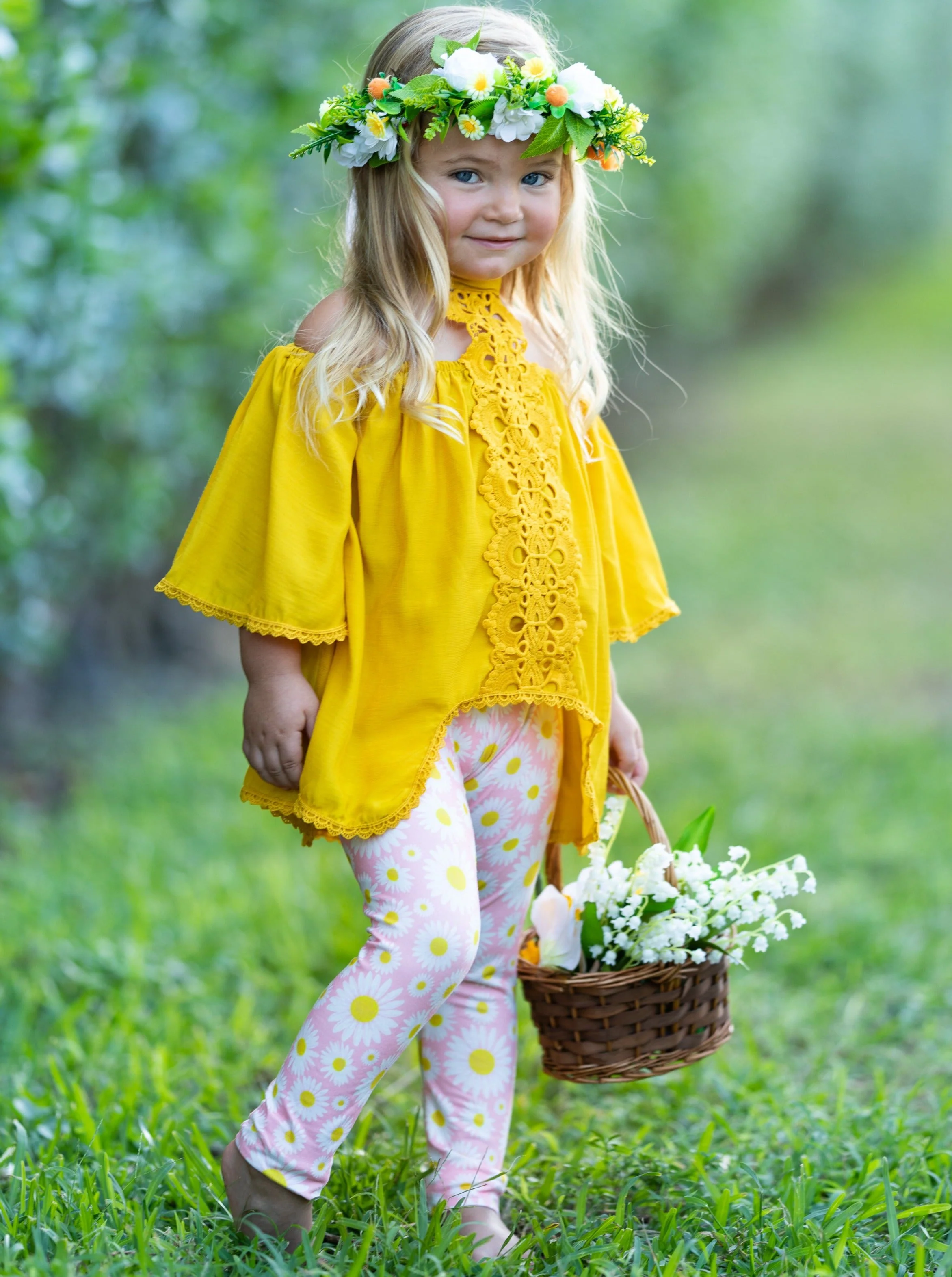 Spring Awakening Lace Top and Daisies Legging Set - Image 4