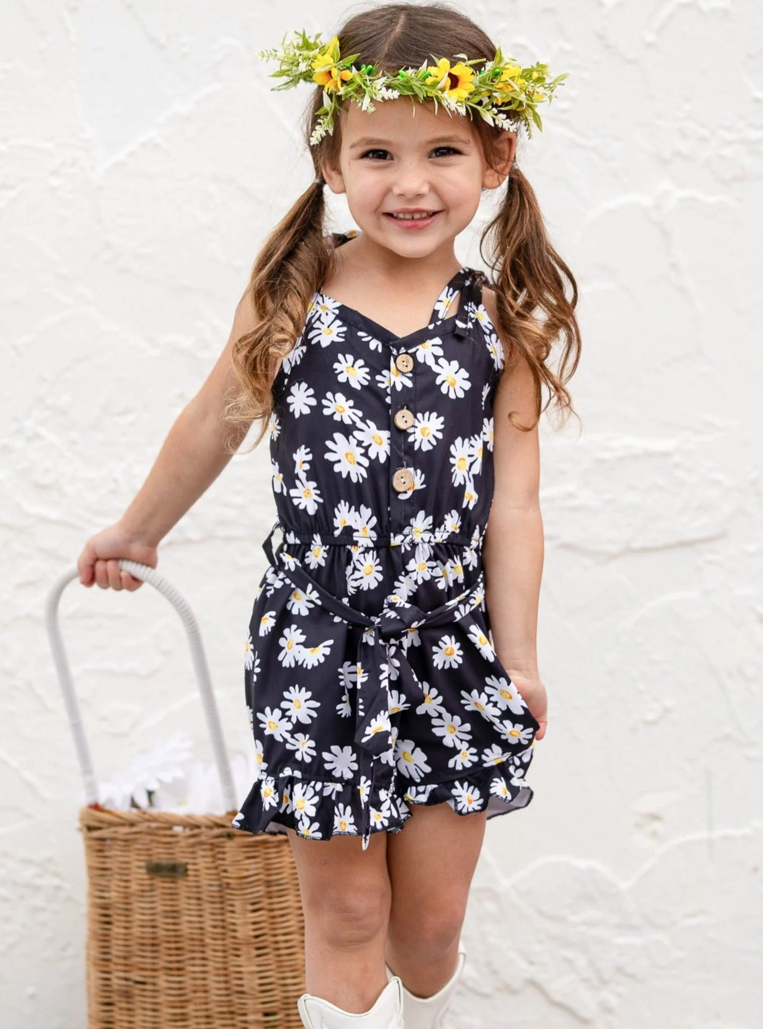 Darling Daisy Belted Ruffle Romper - Image 2