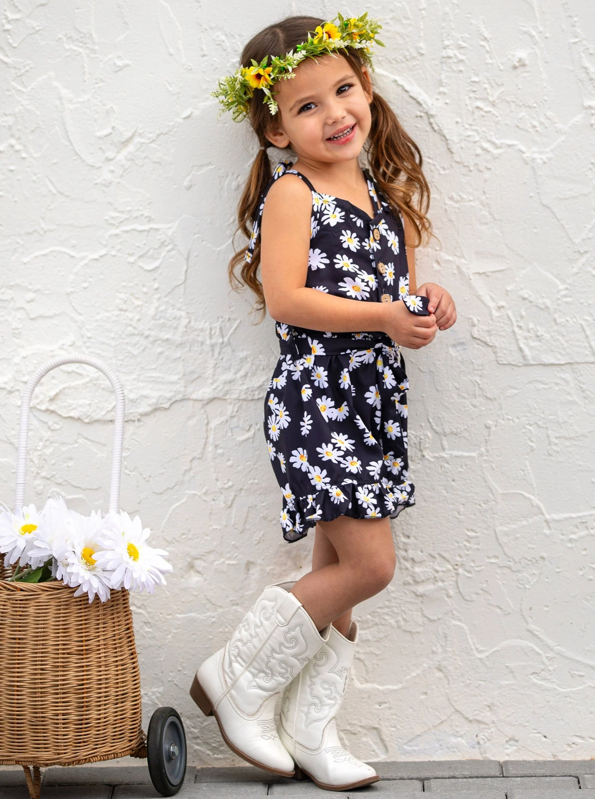 Darling Daisy Belted Ruffle Romper - Image 3