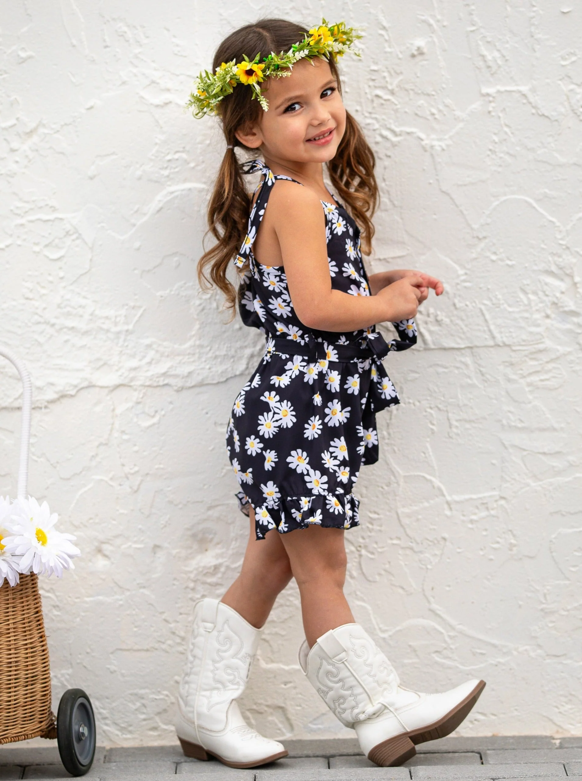 Darling Daisy Belted Ruffle Romper - Image 4