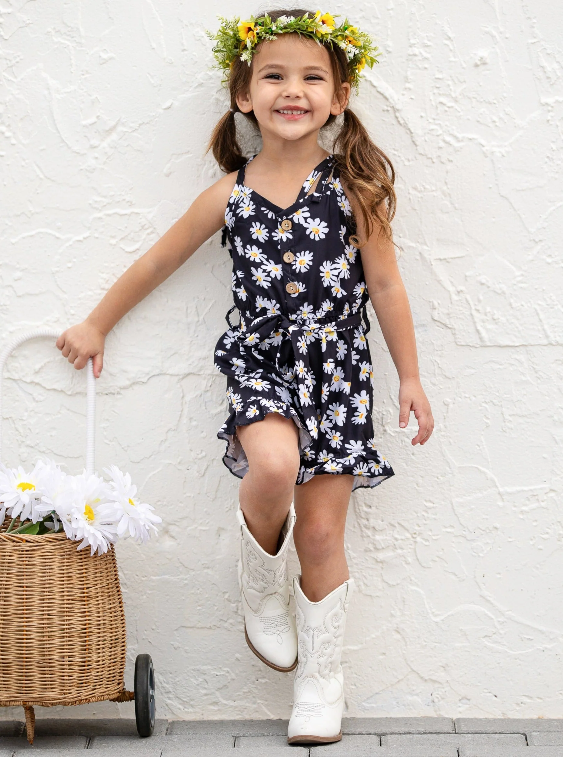 Darling Daisy Belted Ruffle Romper - Image 5