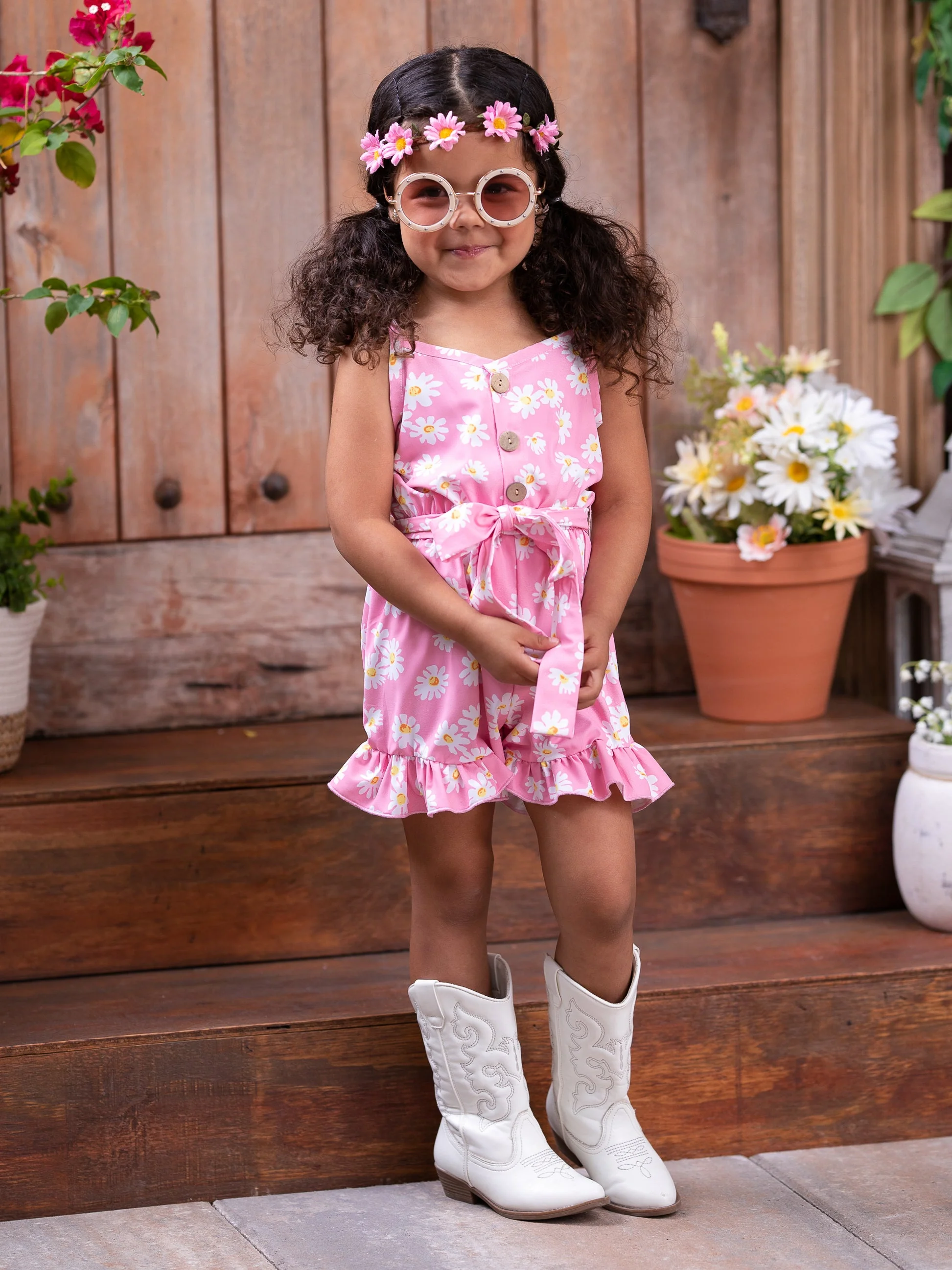Darling Daisy Belted Ruffle Romper - Image 8