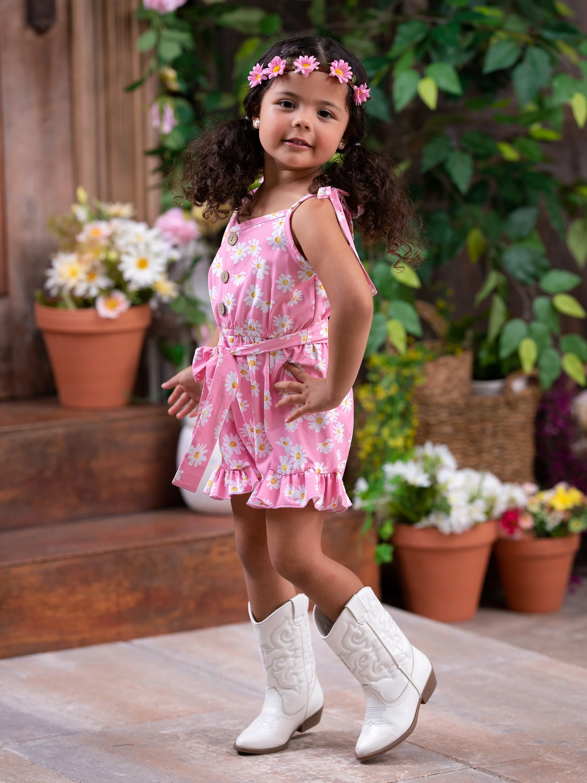 Darling Daisy Belted Ruffle Romper - Image 9