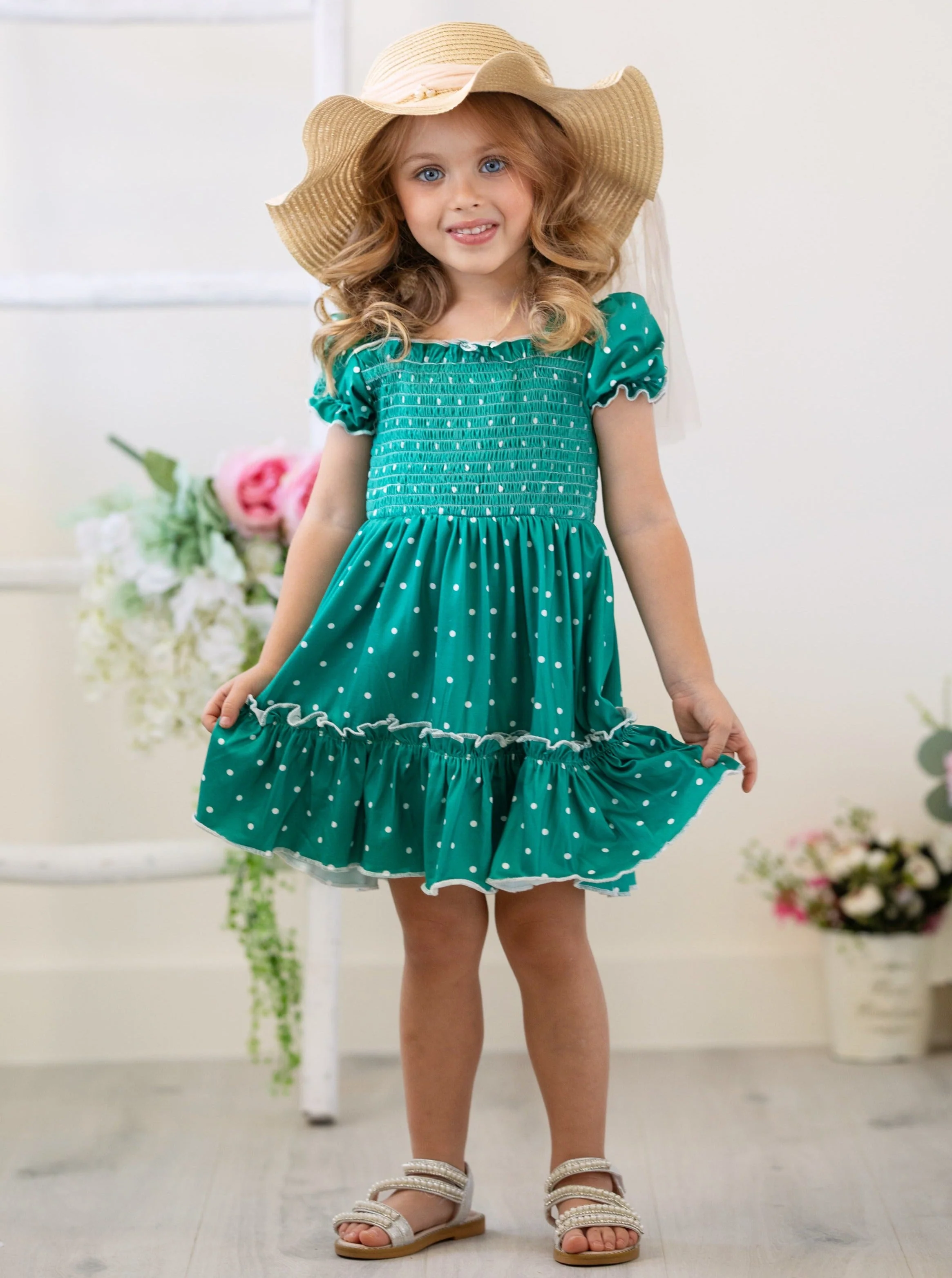 More Sunny Days Polka Dot Smocked Dress - Image 3
