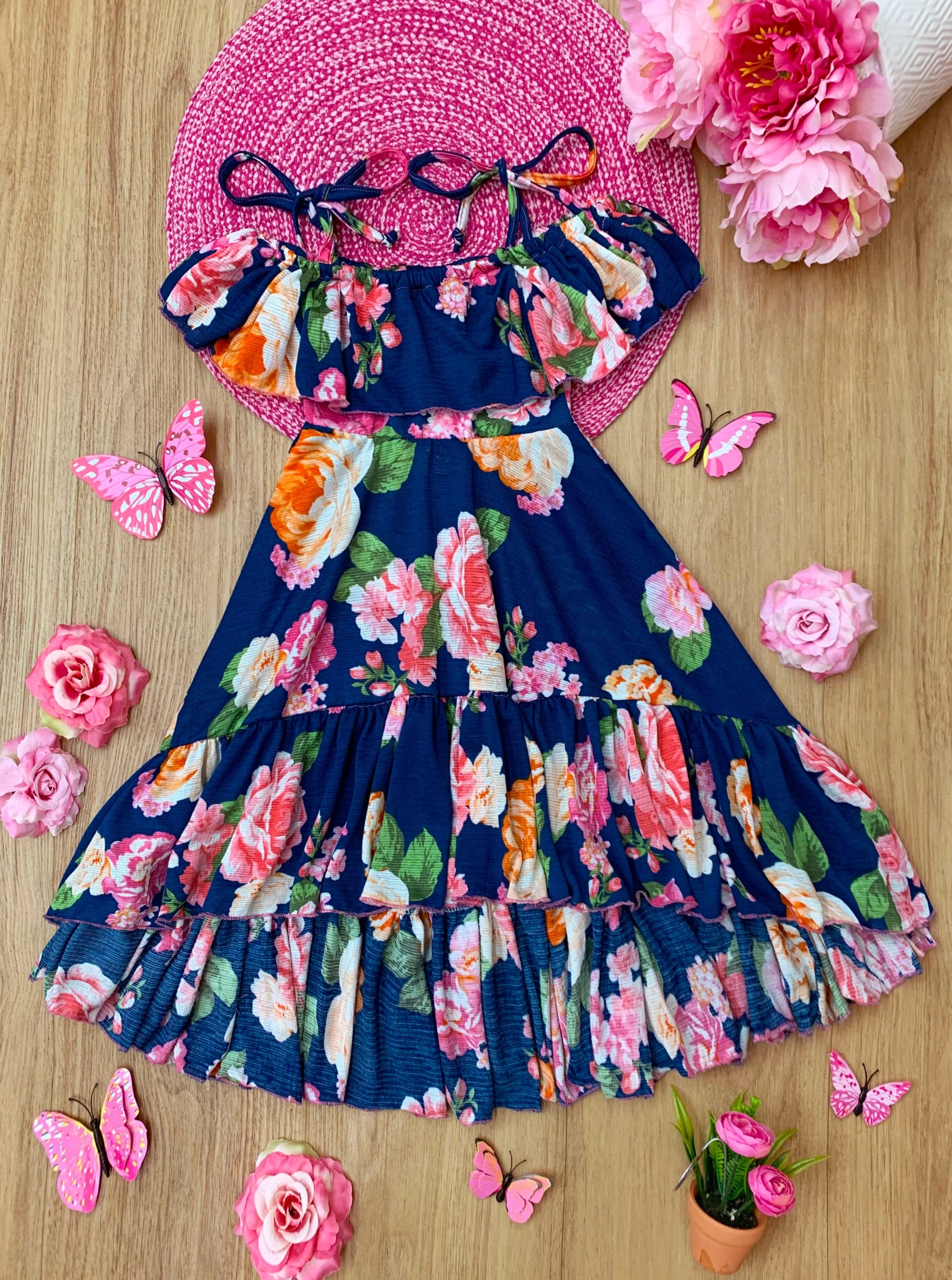 When Spring Blooms Floral Cold Shoulder Maxi Sundress - Image 3