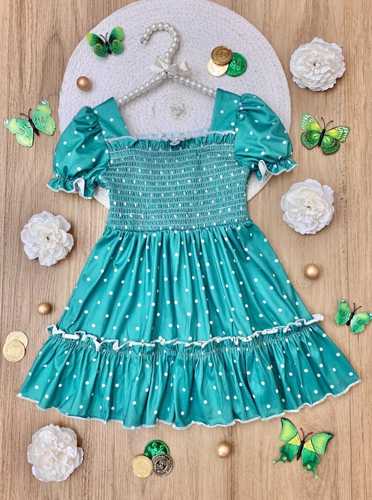 More Sunny Days Polka Dot Smocked Dress - Image 4
