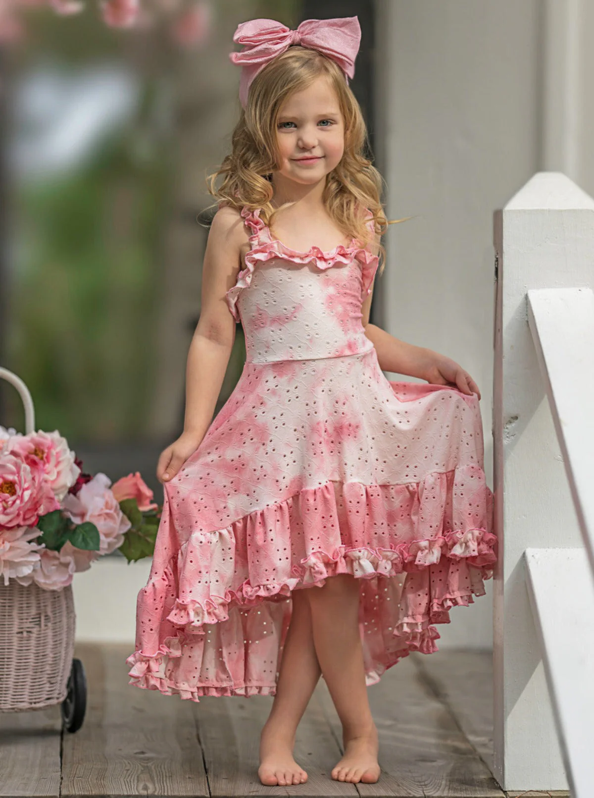 Cool-Girl Summer Tie-Dye Hi-Lo Ruffle Dress - Image 2