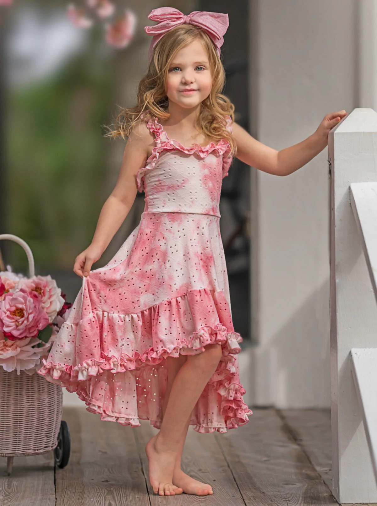 Cool-Girl Summer Tie-Dye Hi-Lo Ruffle Dress - Image 4