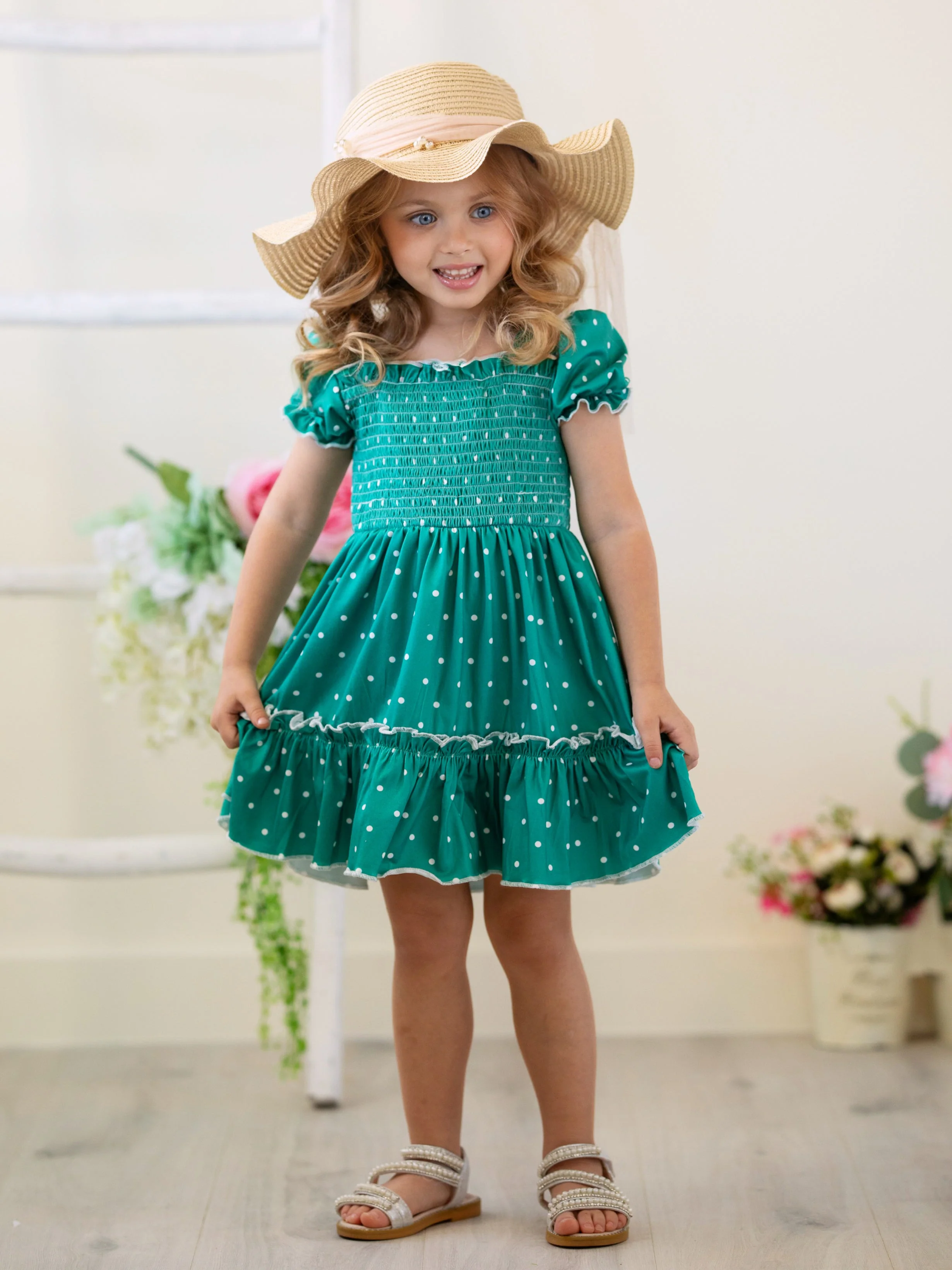 More Sunny Days Polka Dot Smocked Dress - Image 5