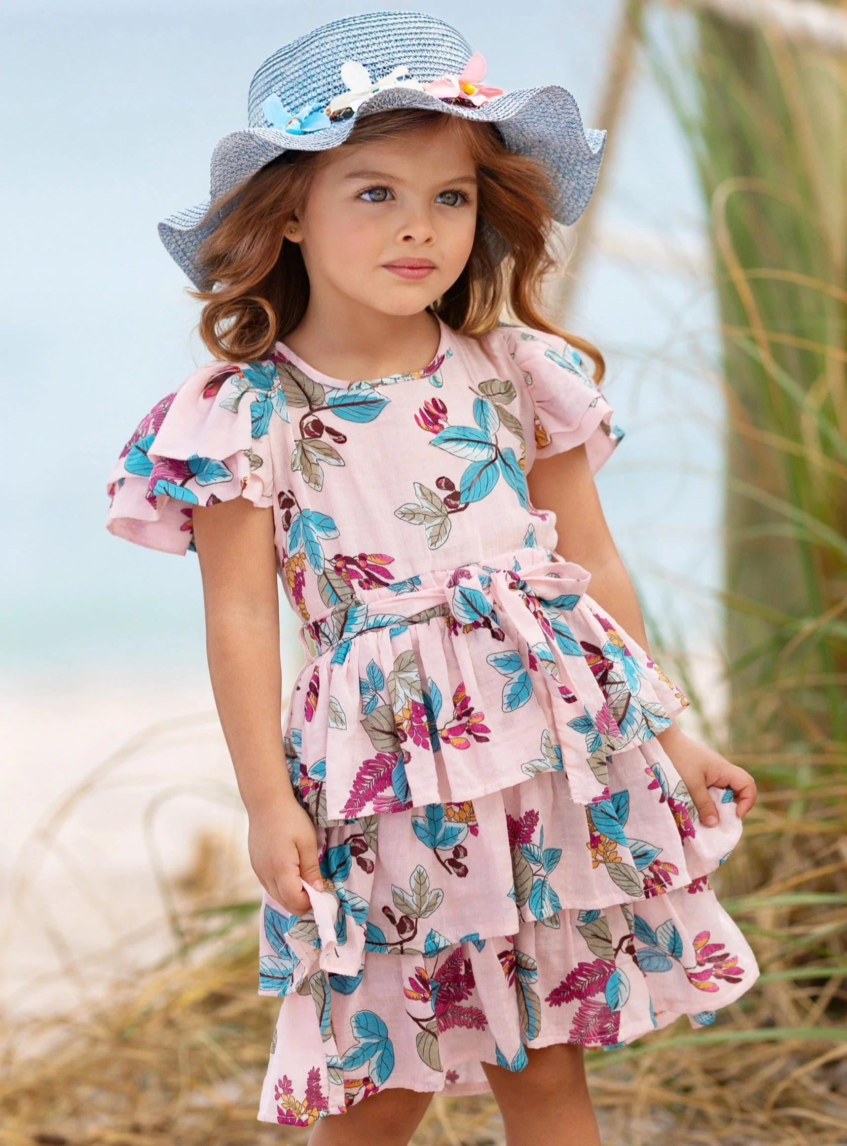 Garden Party Pink Floral Tiered Ruffle Dress - Image 5