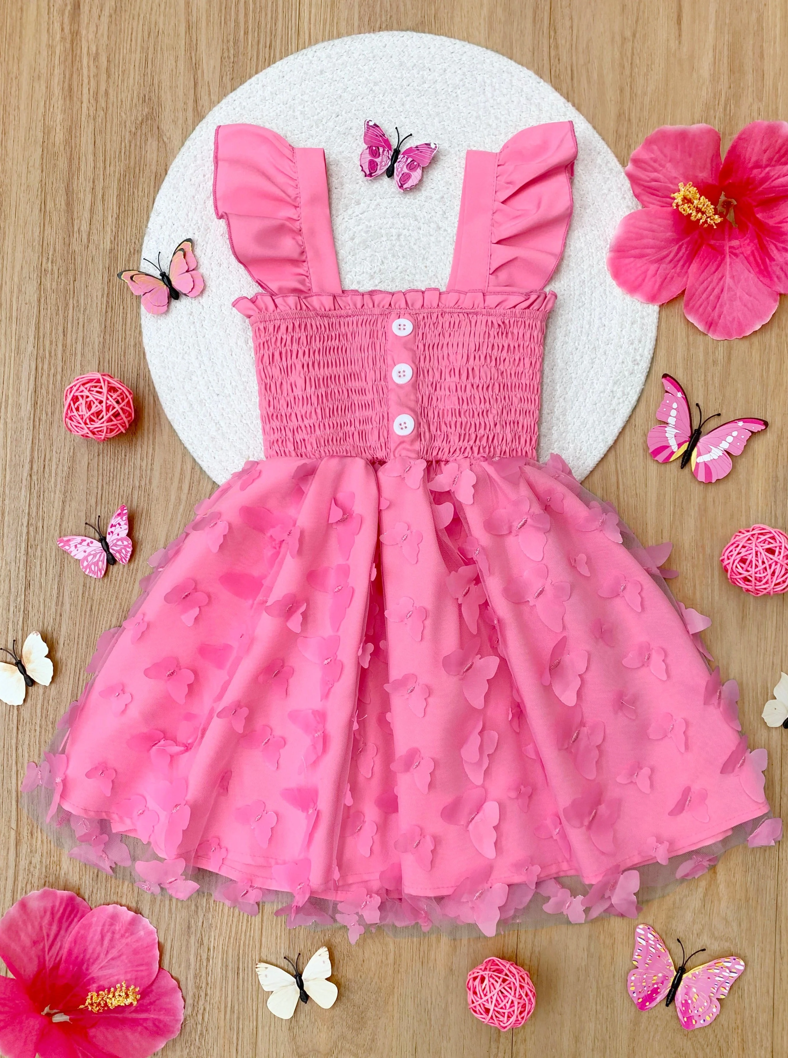Butterfly Kisses Pink Smocked Dress - Image 2