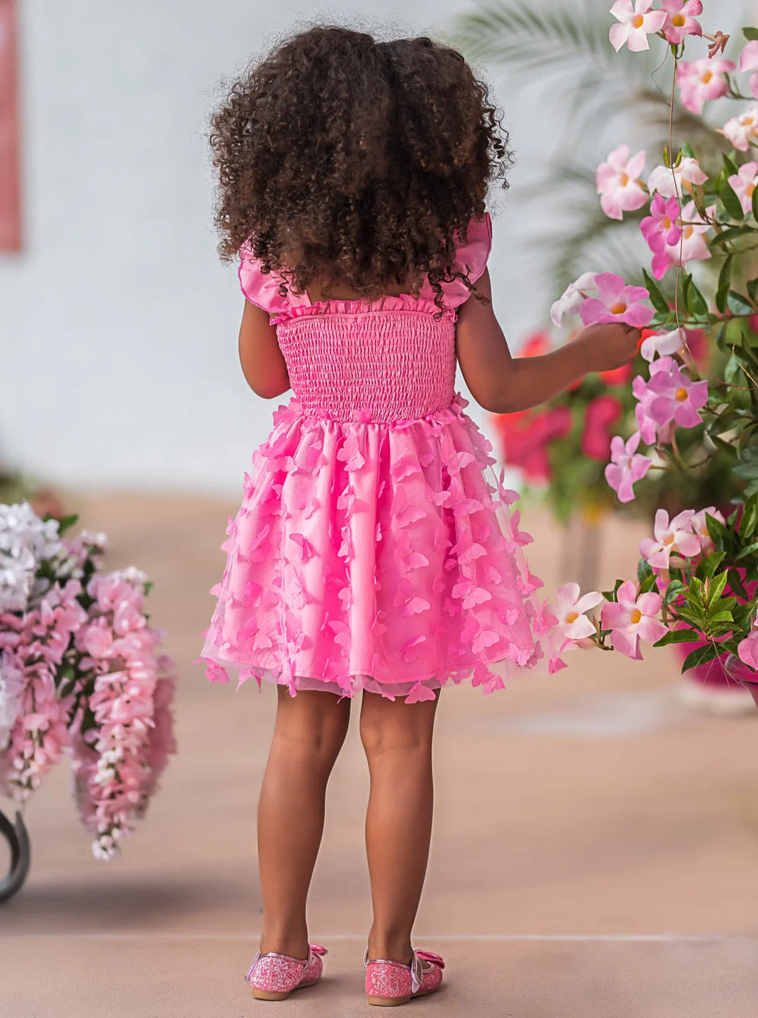 Butterfly Kisses Pink Smocked Dress - Image 3