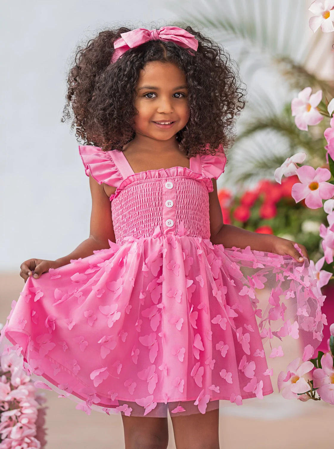 Butterfly Kisses Pink Smocked Dress - Image 4